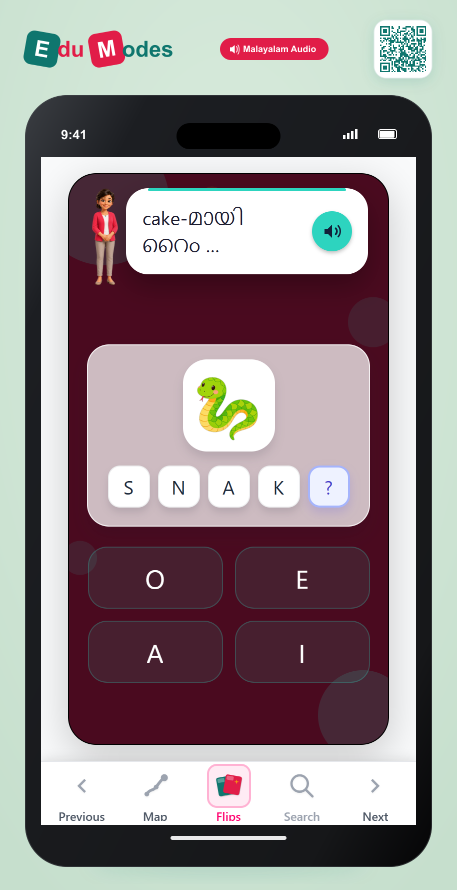 Rhyme Riddle: snake (Malayalam) - Interactive Learning Game Preview