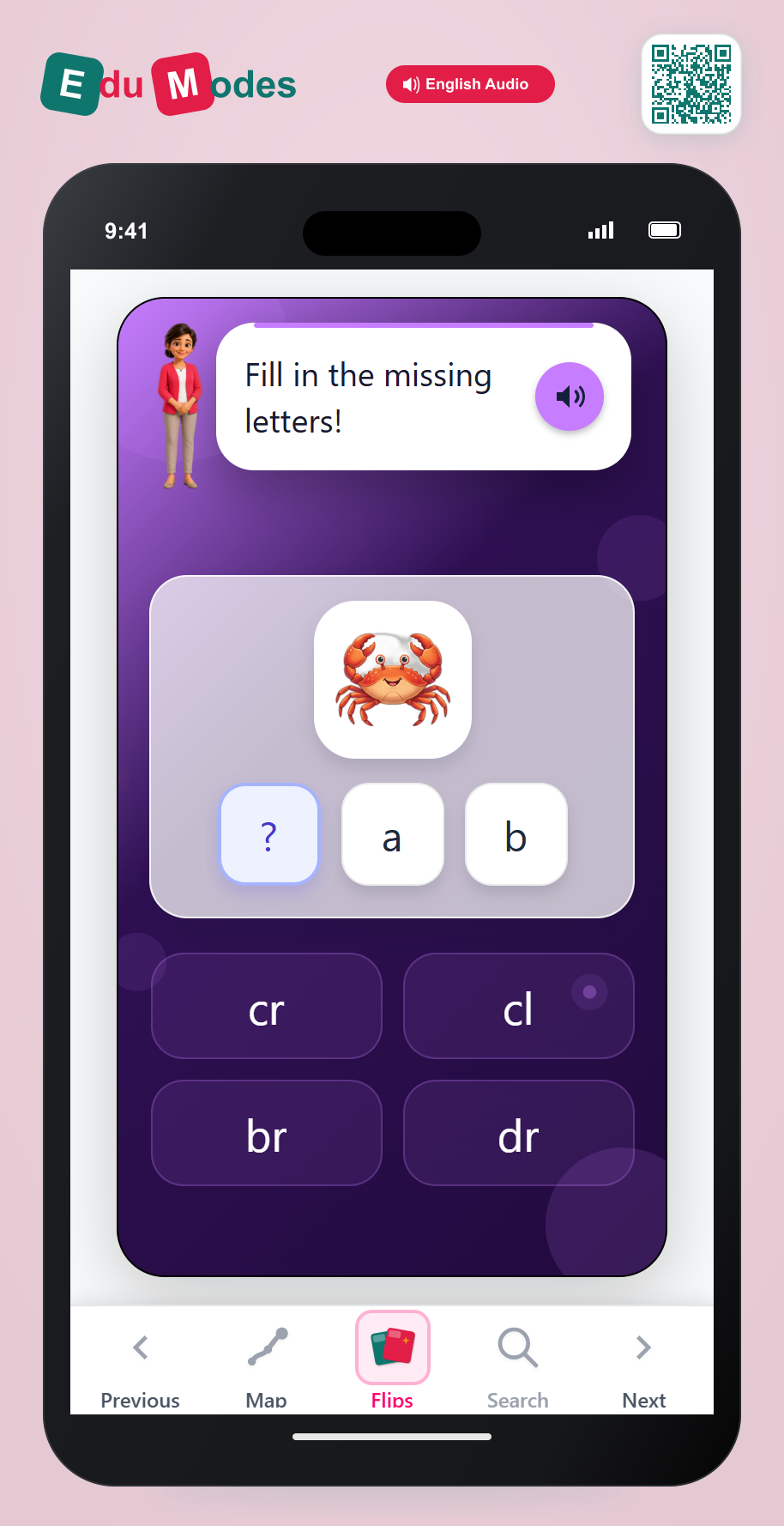 Spell the word crab - Interactive Learning Game Preview