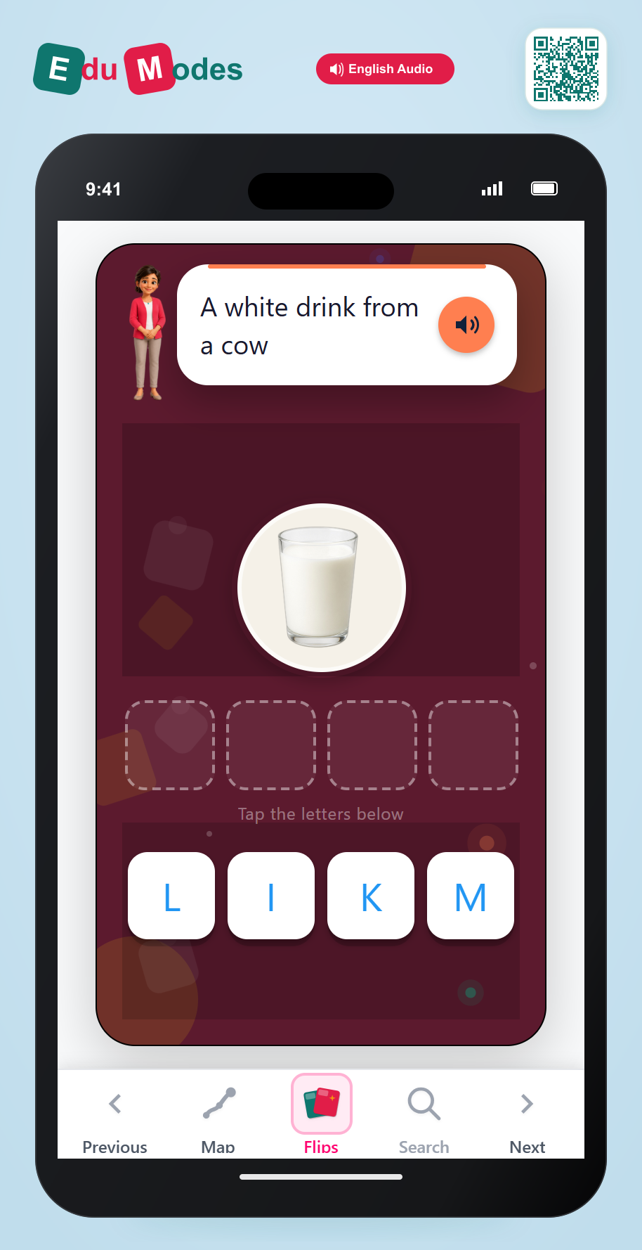 Spell the word milk - Interactive Learning Game Preview