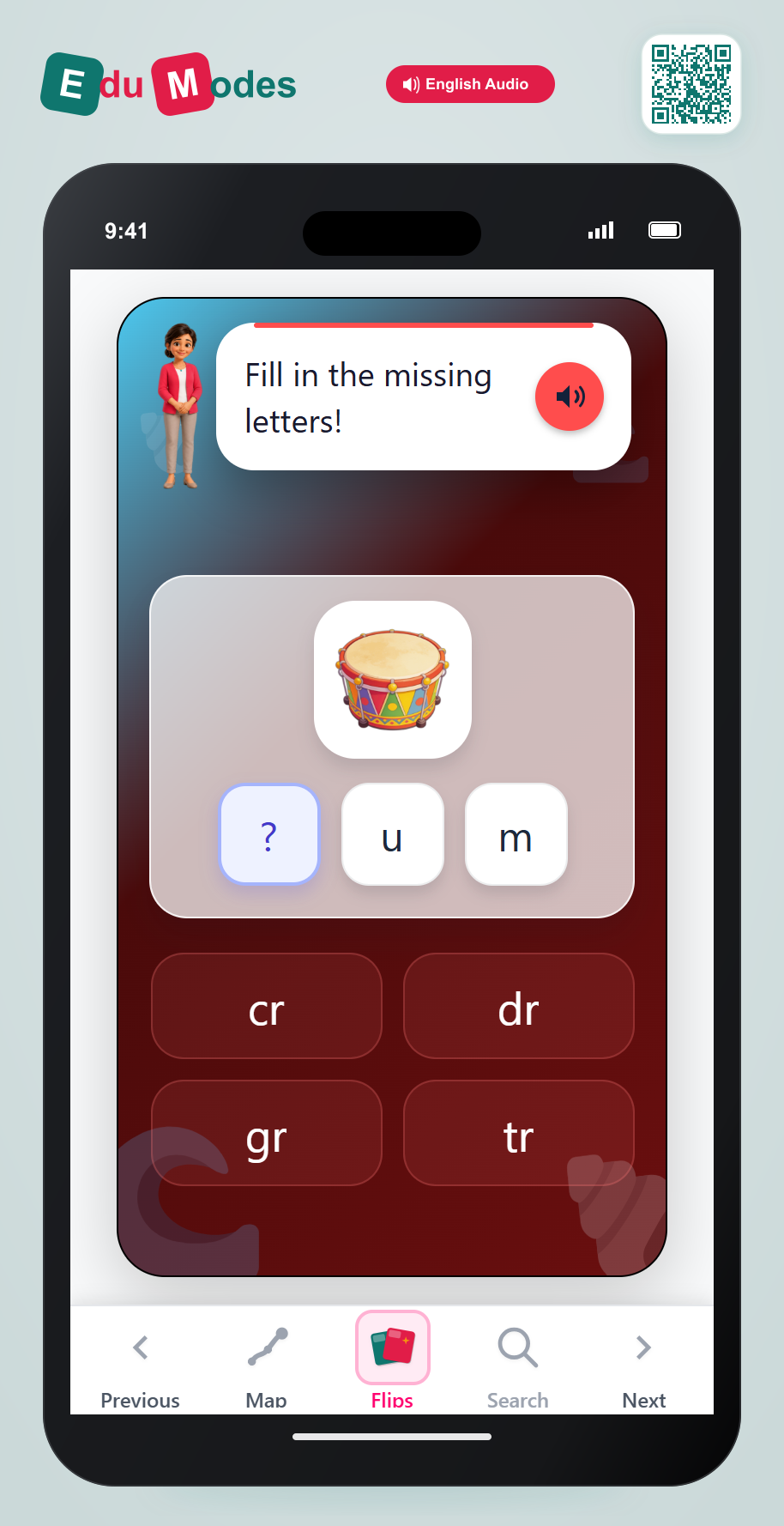 Spell the word drum - Interactive Learning Game Preview
