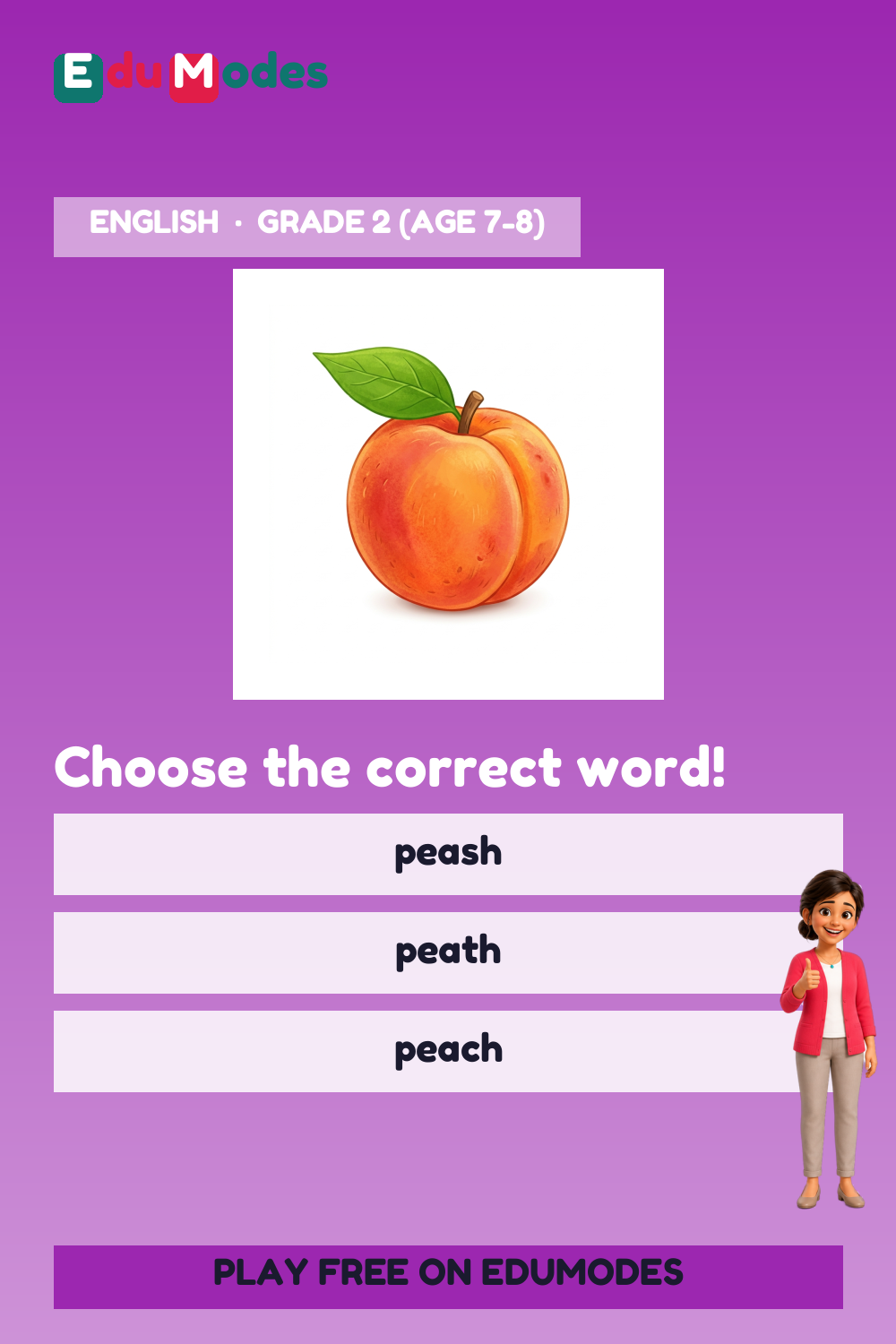 Spell peach (Spelling Practice) - Interactive Learning Game Preview