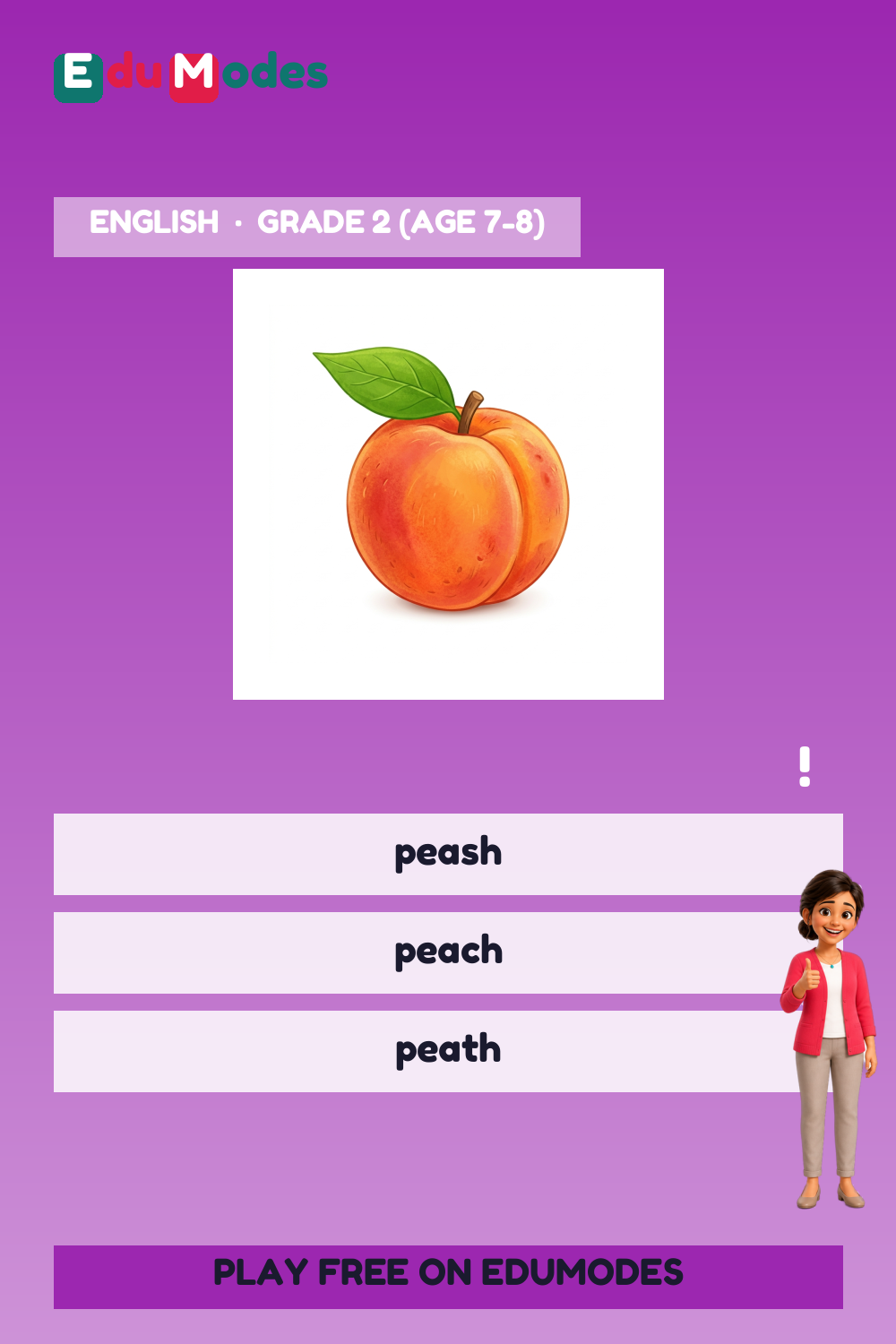 Spell peach (Spelling Practice) - Interactive Learning Game Preview