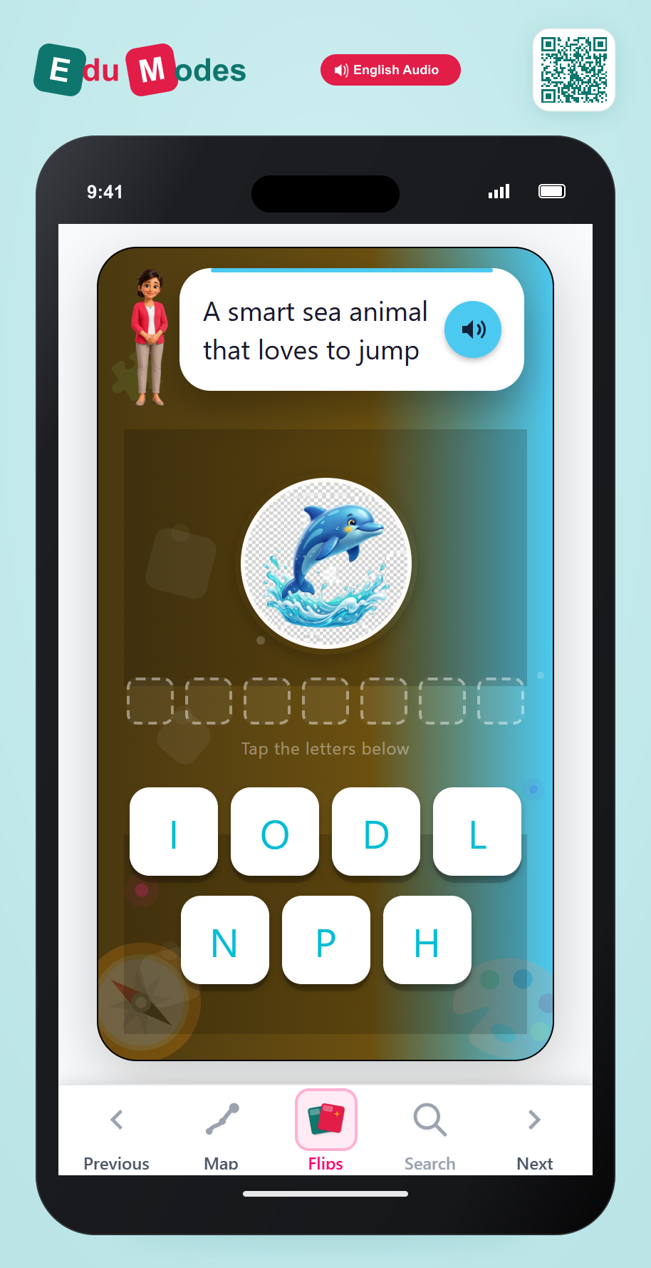 Spell dolphin - Interactive Learning Game Preview