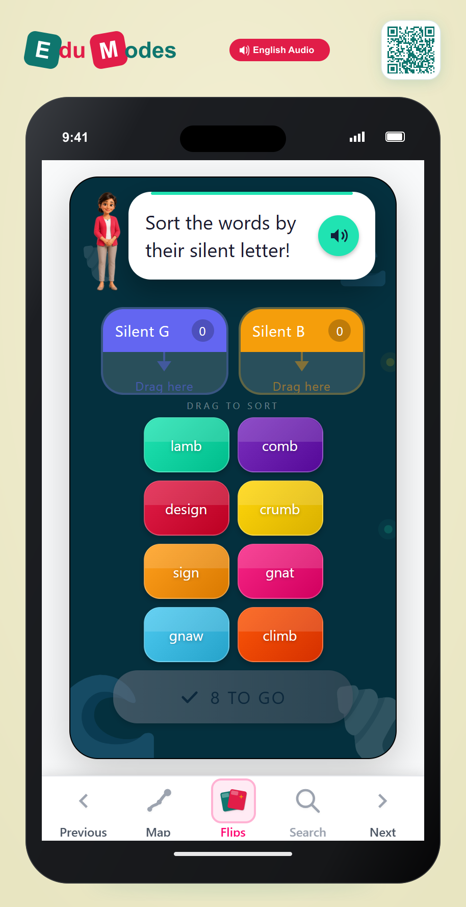 Silent B vs Silent G Sort - Interactive Learning Game Preview