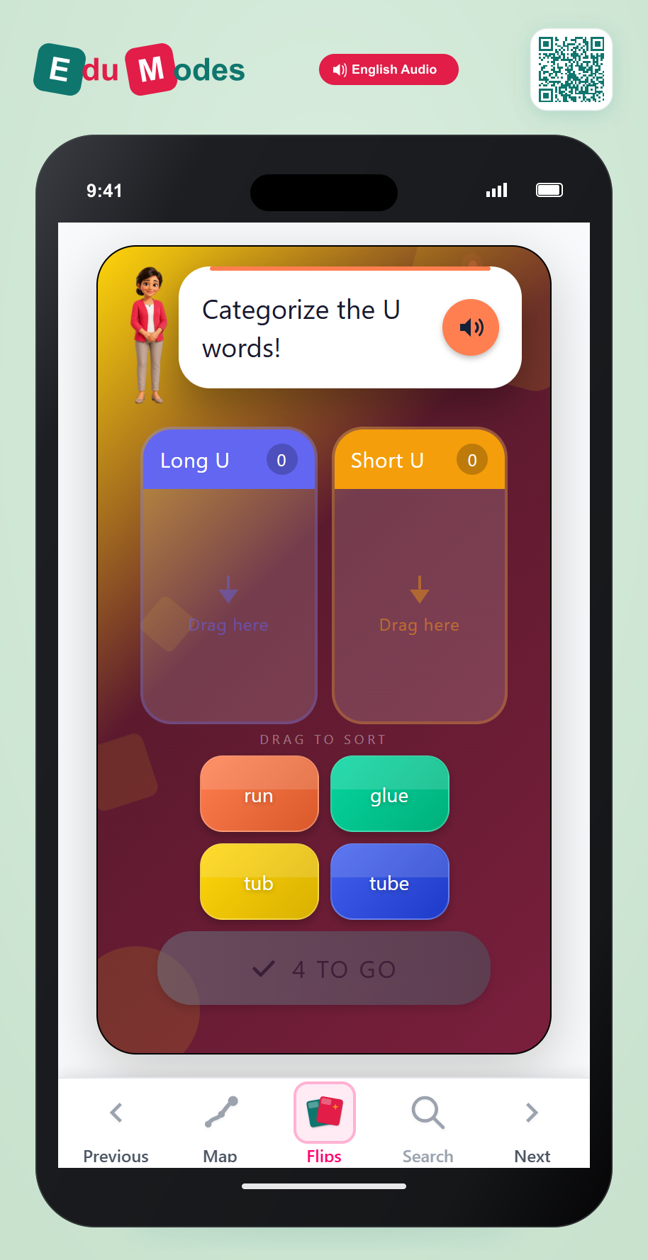 Sort Short and Long U Words - Interactive Learning Game Preview