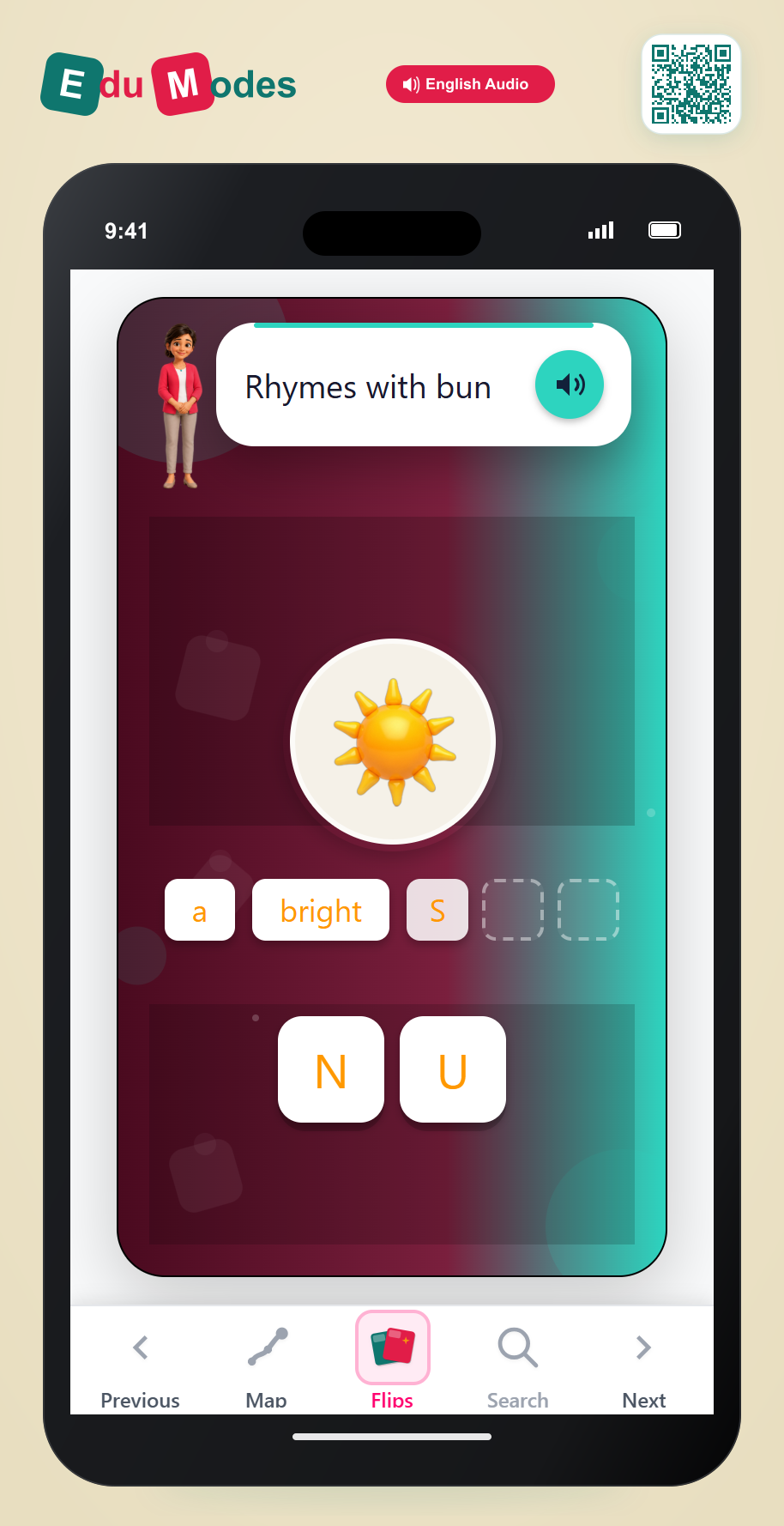 Spell the Rhyme - SUN - Interactive Learning Game Preview