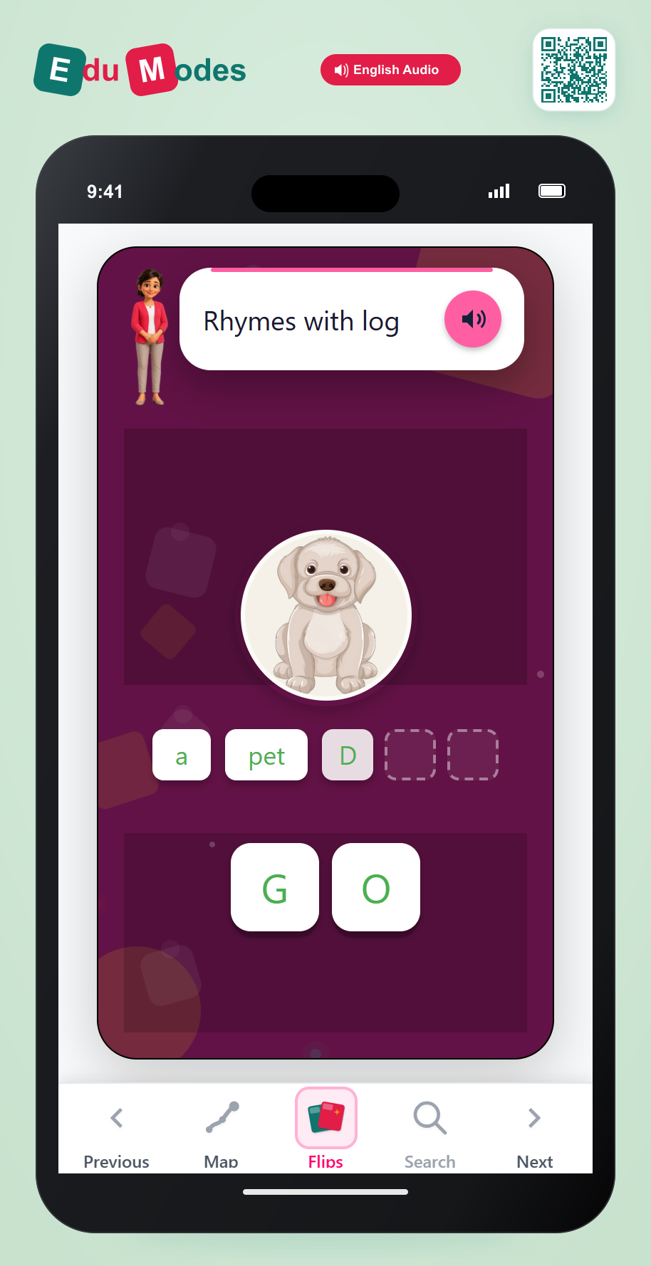 Spell the Rhyme - DOG - Interactive Learning Game Preview