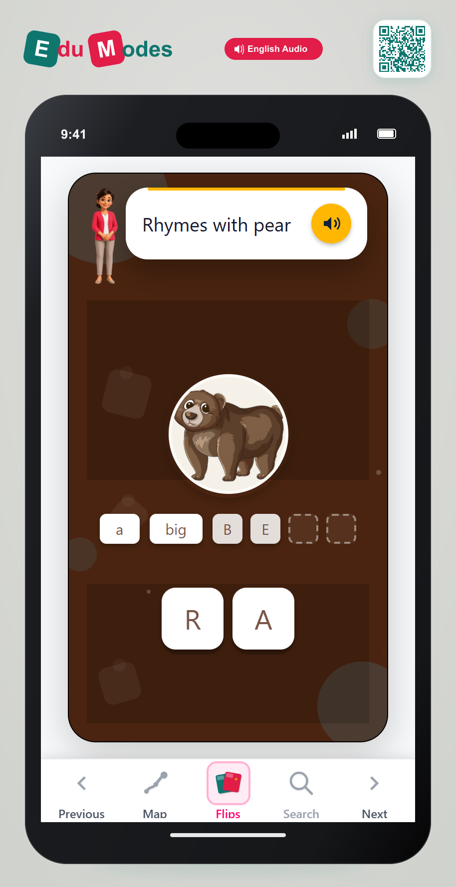 Spell the Rhyme - BEAR - Interactive Learning Game Preview