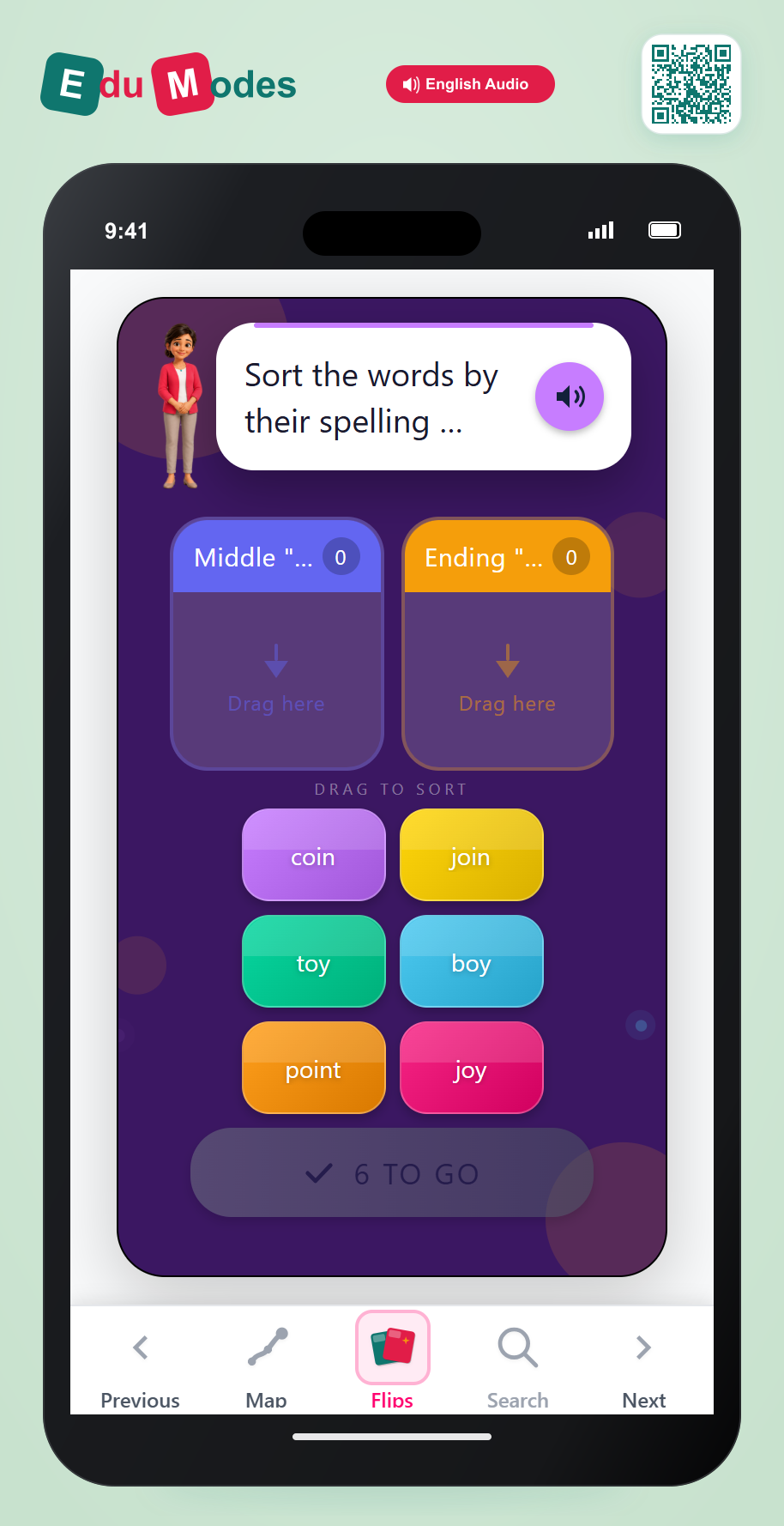 Sort Words: oi and oy patterns - Interactive Learning Game Preview