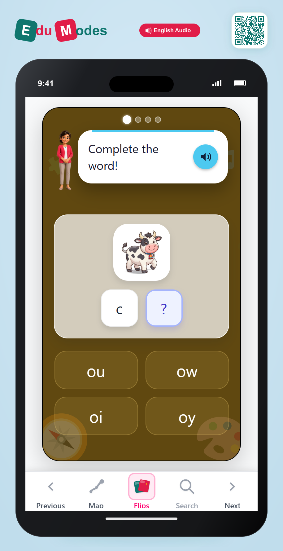 Missing Letter: ou and ow - Interactive Learning Game Preview