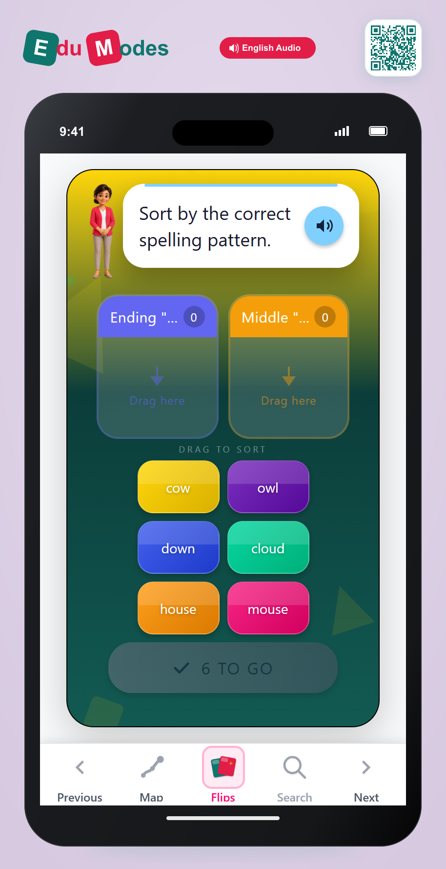 Sort Words: ou and ow patterns - Interactive Learning Game Preview