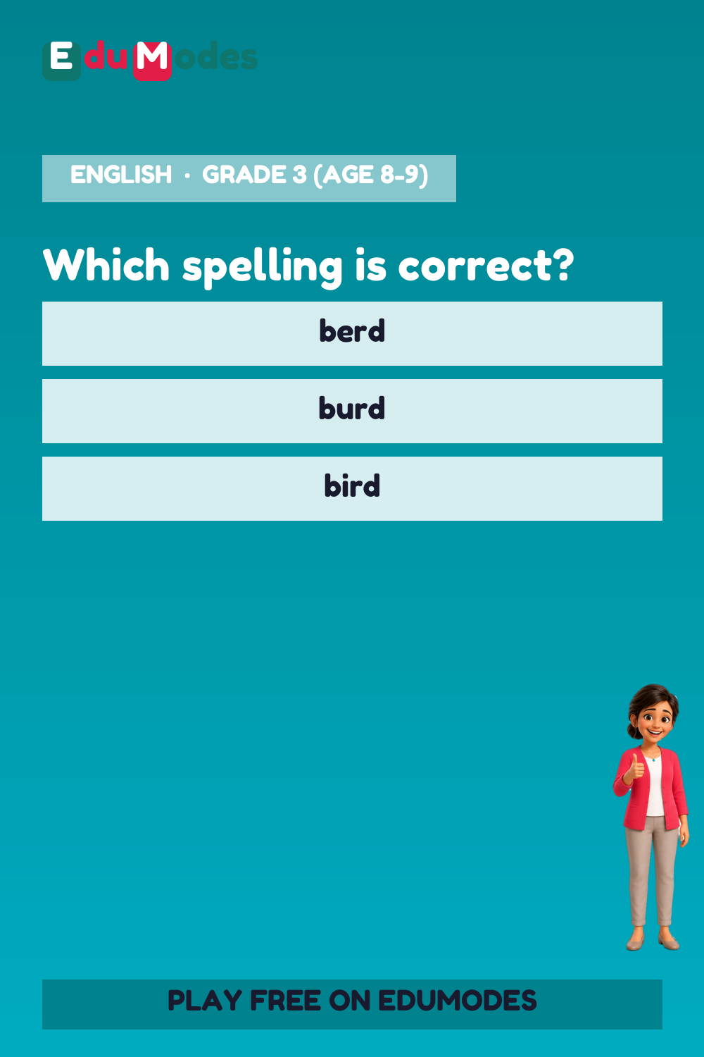 Spell words with r vowel patterns - ER/IR/UR Mix - Interactive Learning Game Preview