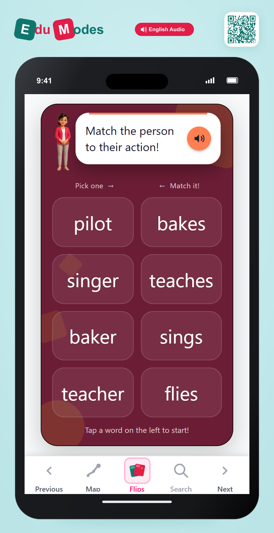 Action Verbs - Professions - Interactive Learning Game Preview