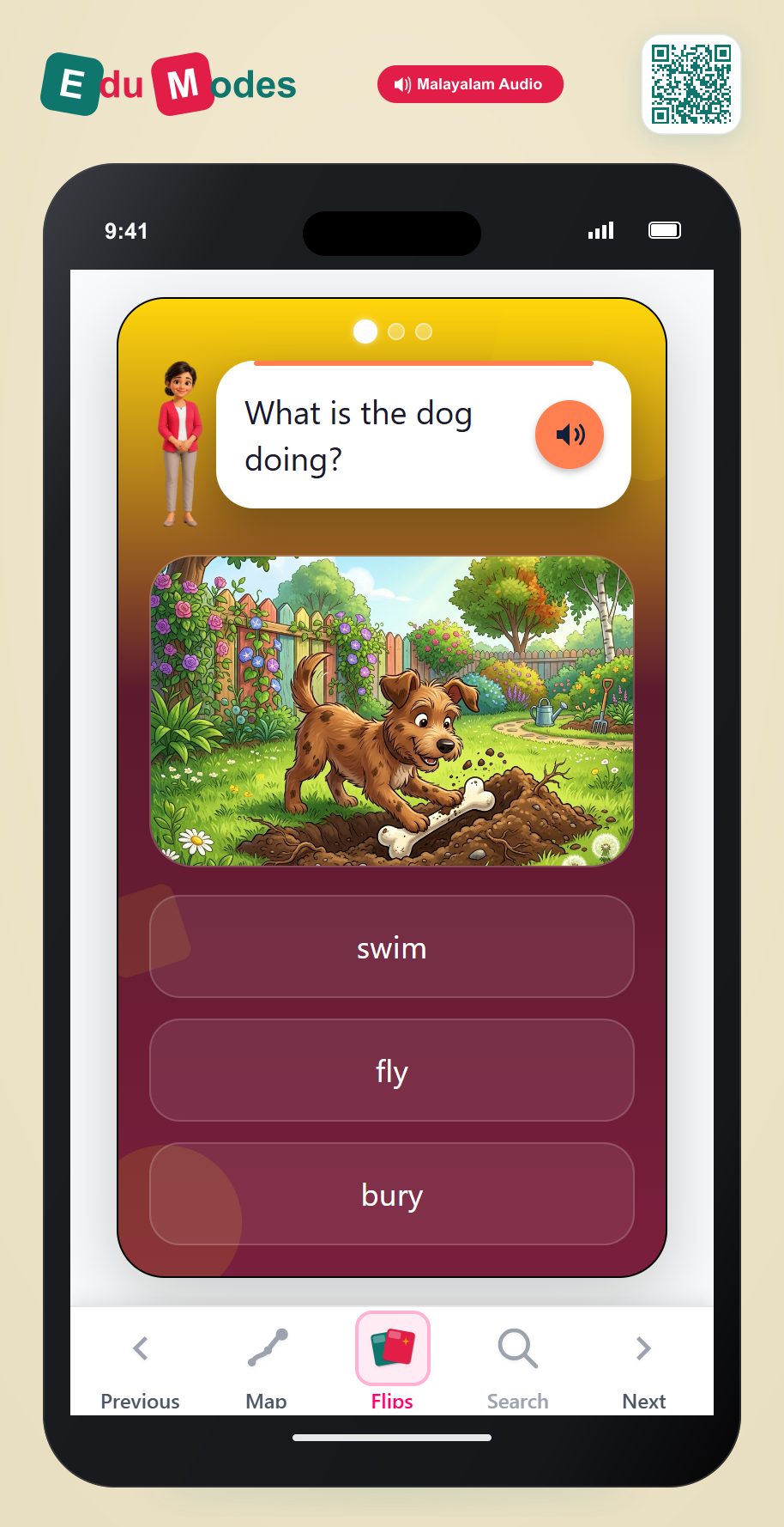 Identify Action Verbs - Scenes 1 (Malayalam) - Interactive Learning Game Preview