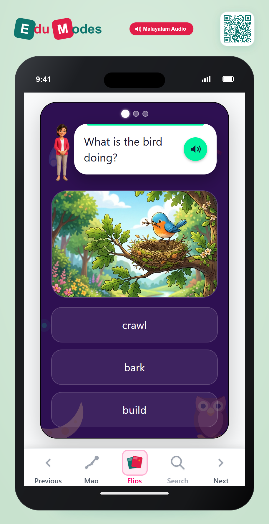 Identify Action Verbs - Scenes 2 (Malayalam) - Interactive Learning Game Preview