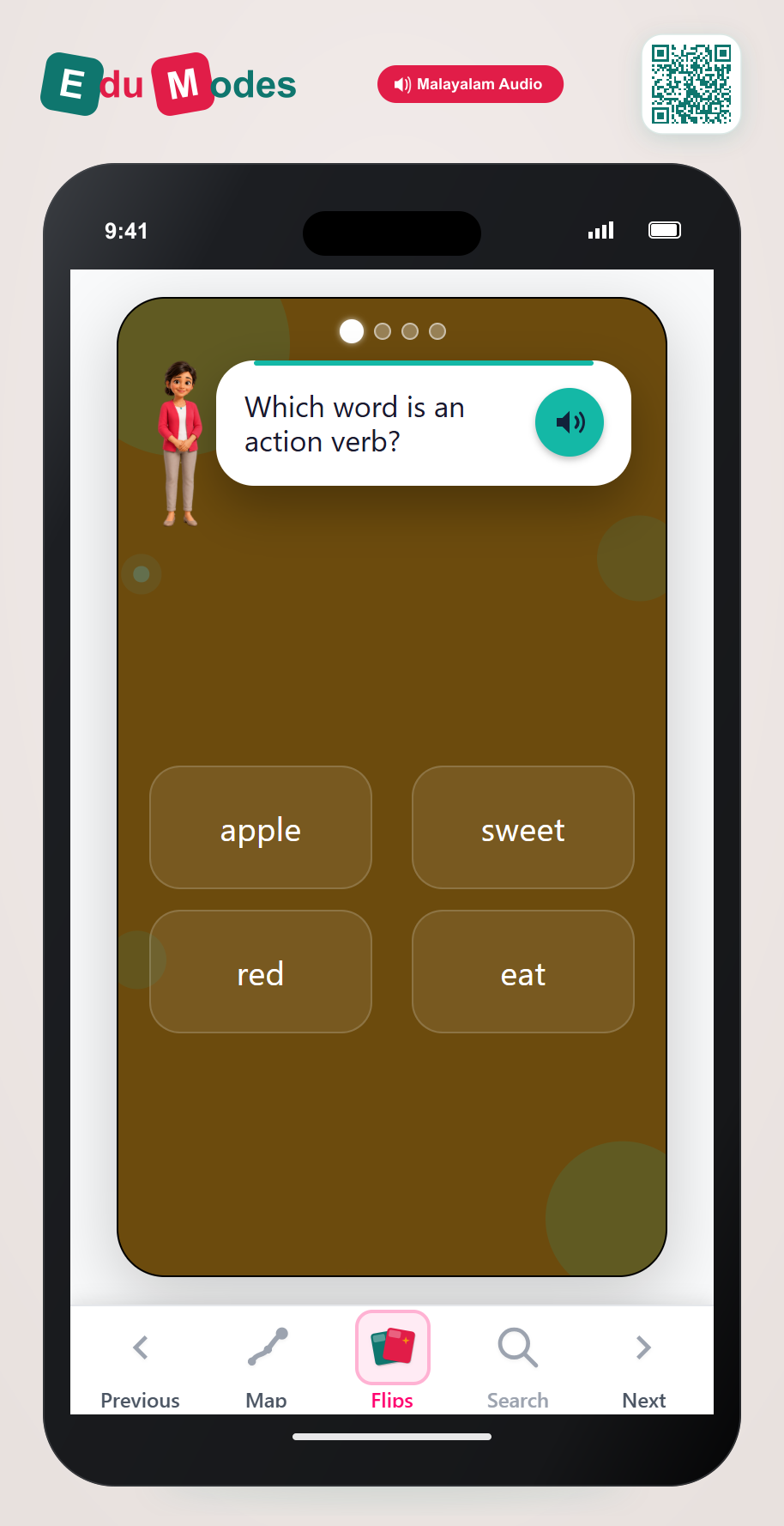 Action verbs review (Malayalam) - Interactive Learning Game Preview