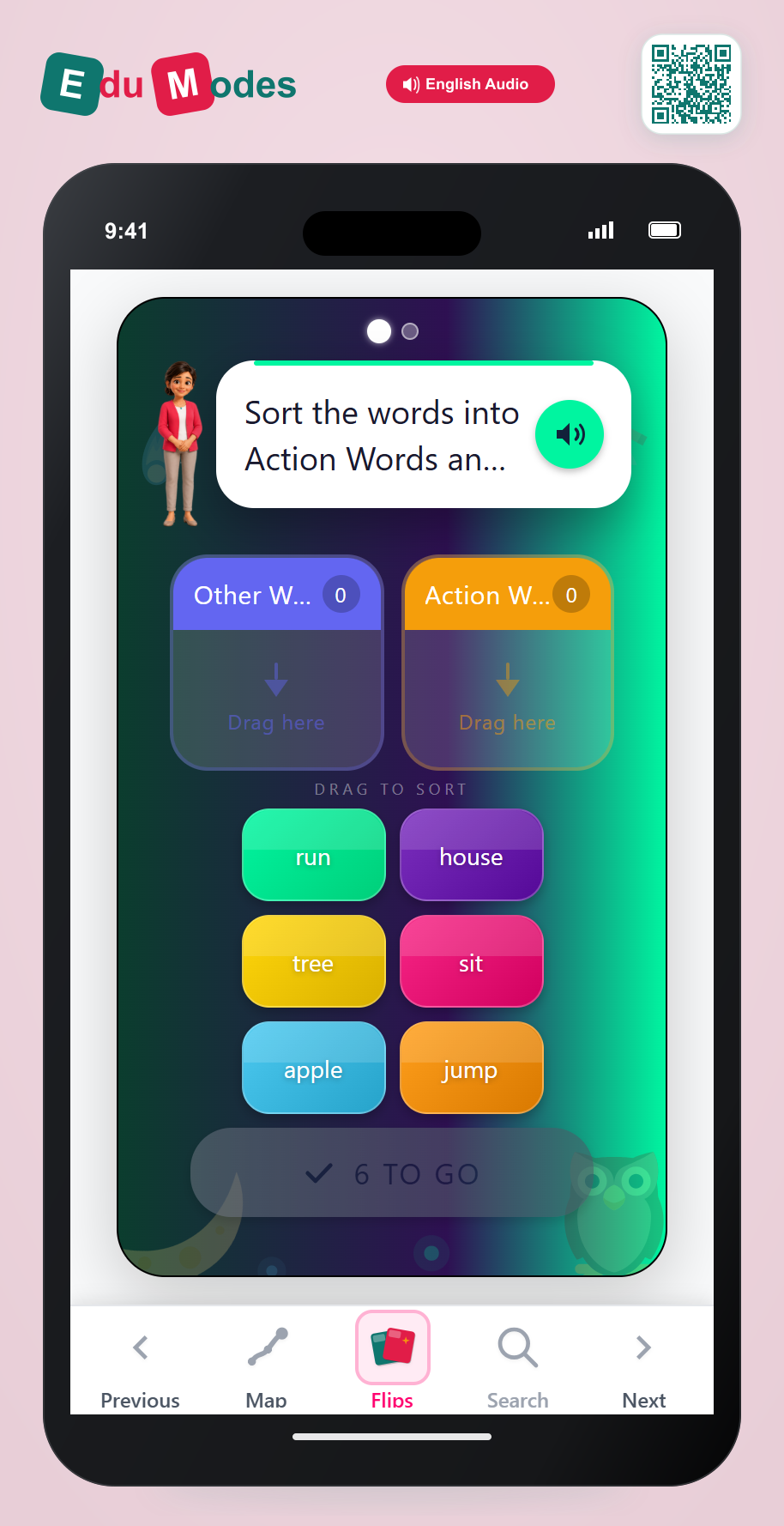 Sort Action Verbs vs Nouns 1 - Interactive Learning Game Preview