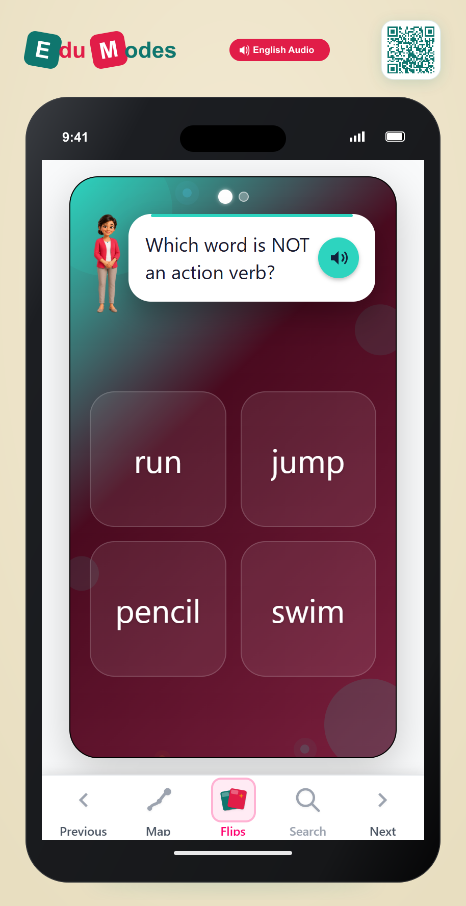 Identify Non Action Verb 1 - Interactive Learning Game Preview