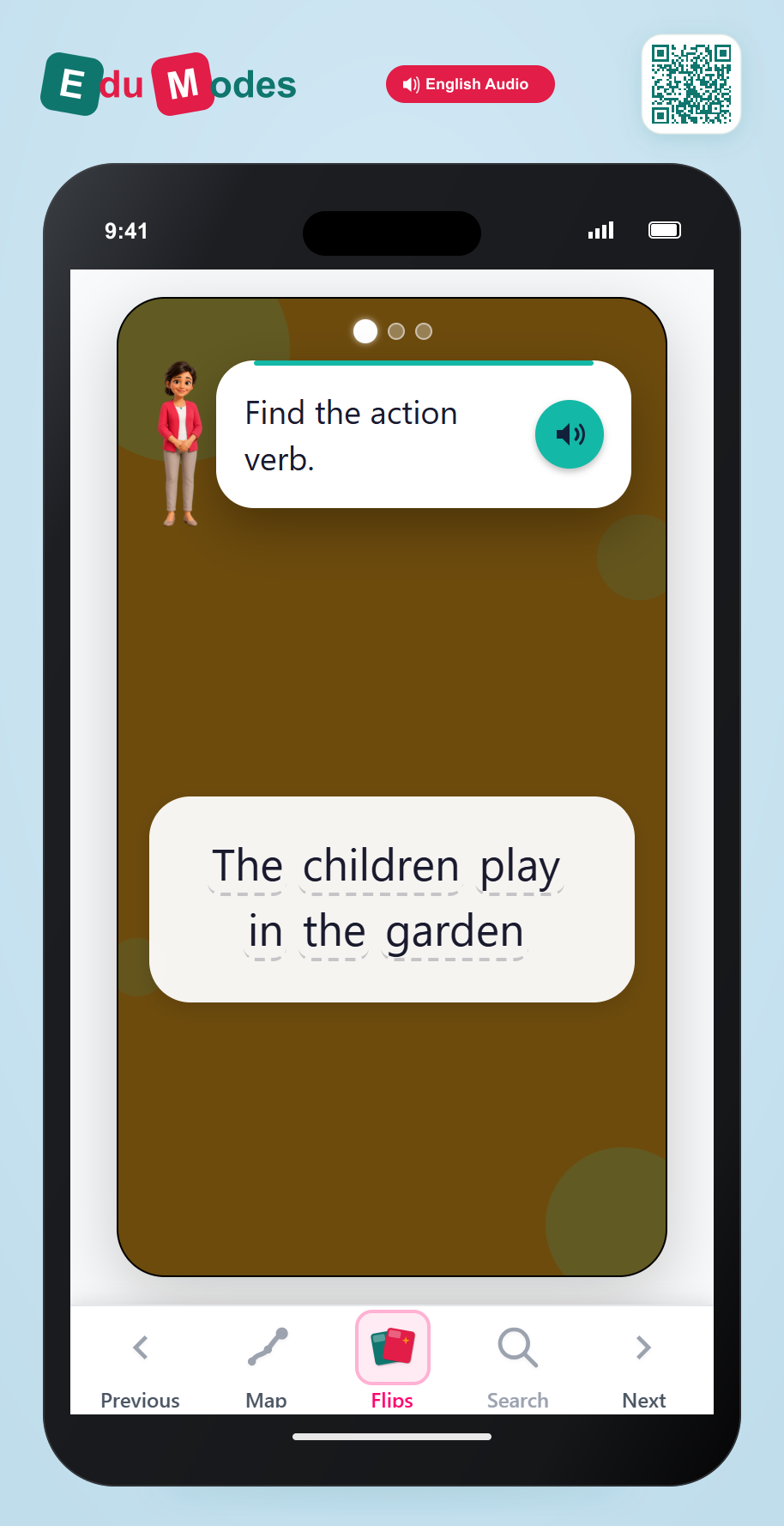 Identify action verbs: Sentences Physical 3 - Interactive Learning Game Preview