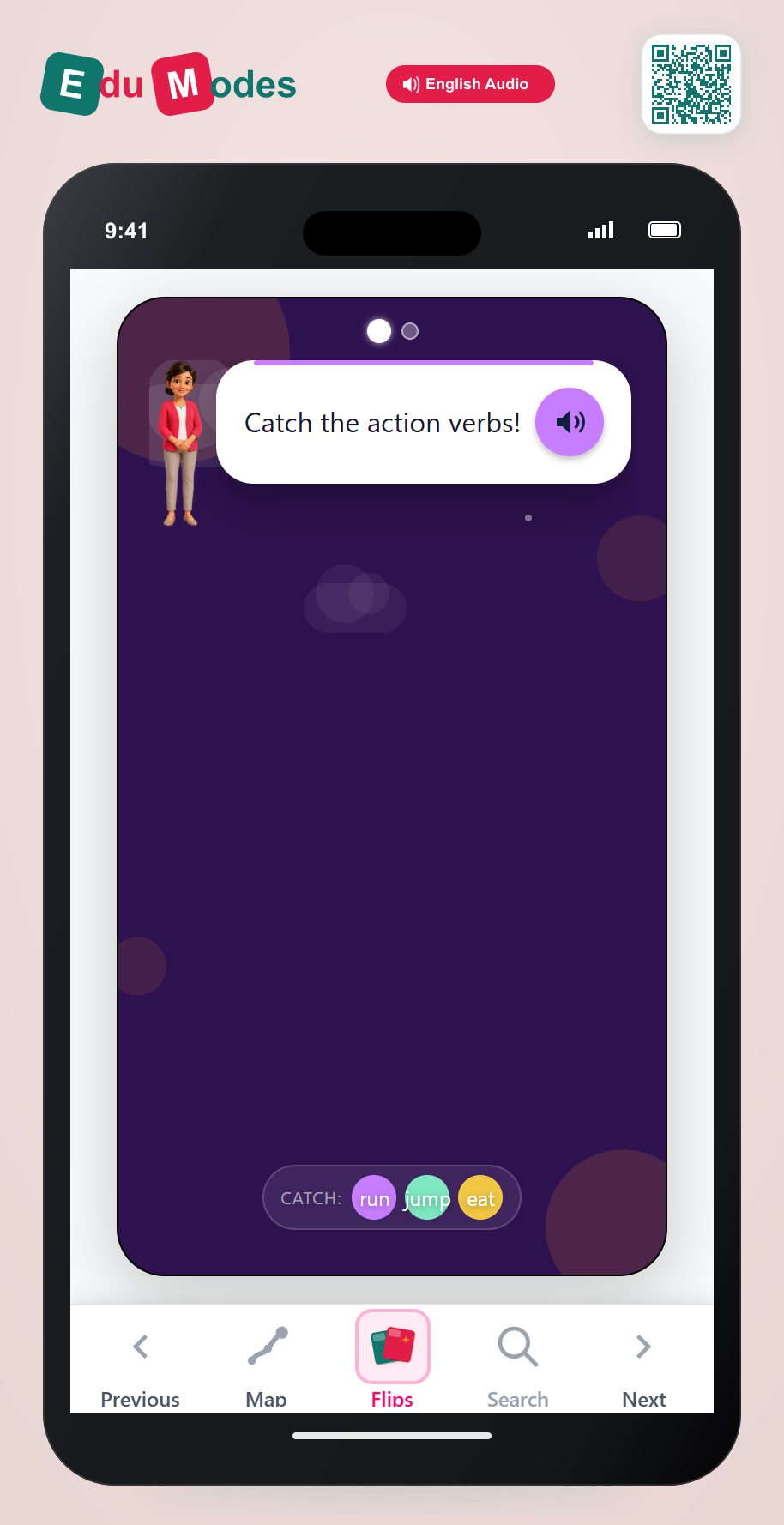 Catch the action verbs - Interactive Learning Game Preview