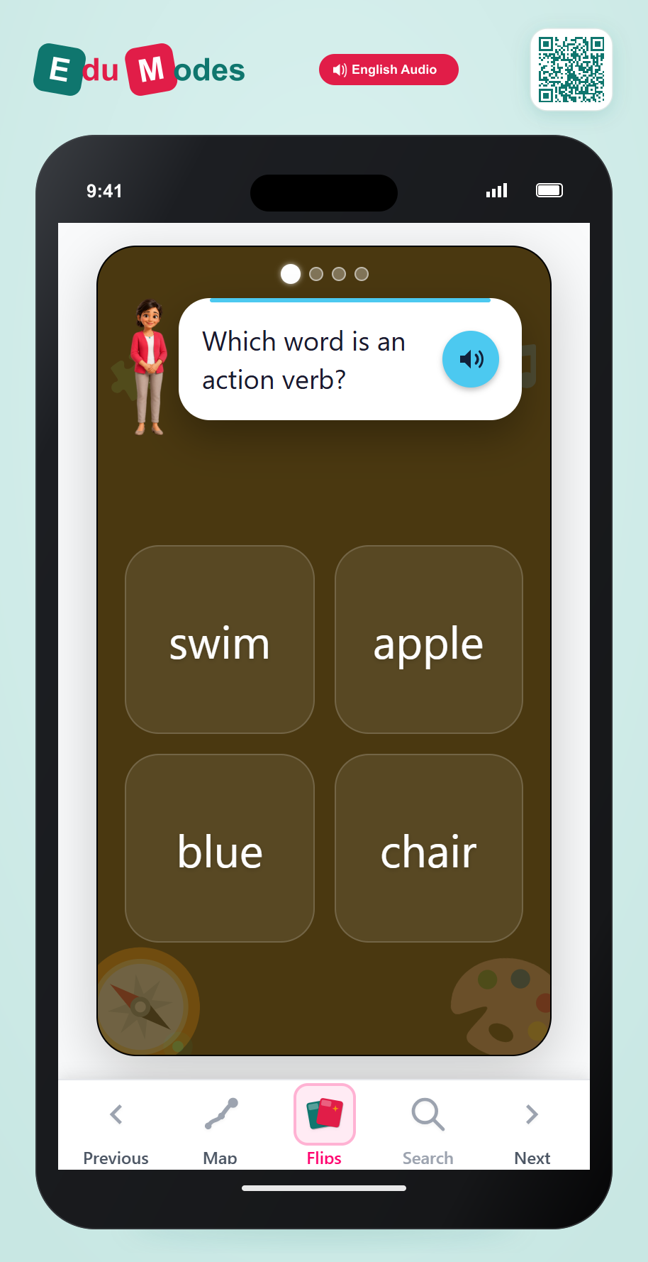 Find the action verb - Interactive Learning Game Preview
