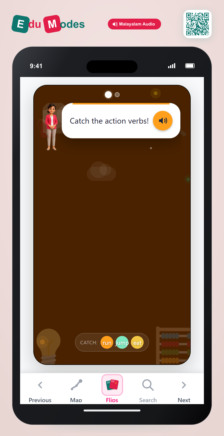 Catch the action verbs (Malayalam) - Interactive Learning Game Preview