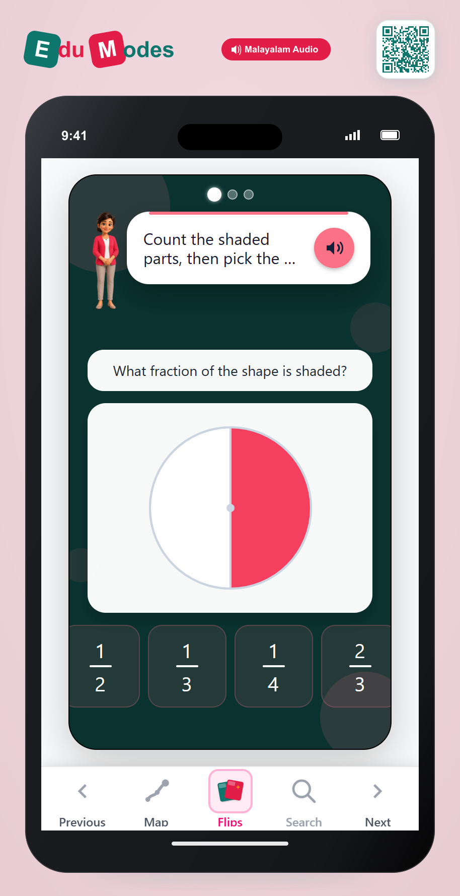 Basic Fractions Visuals (Malayalam) - Interactive Learning Game Preview
