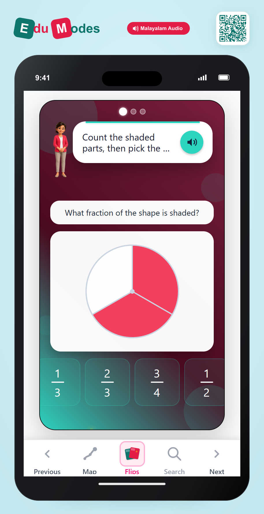 Non-unit Fractions Visuals (Malayalam) - Interactive Learning Game Preview
