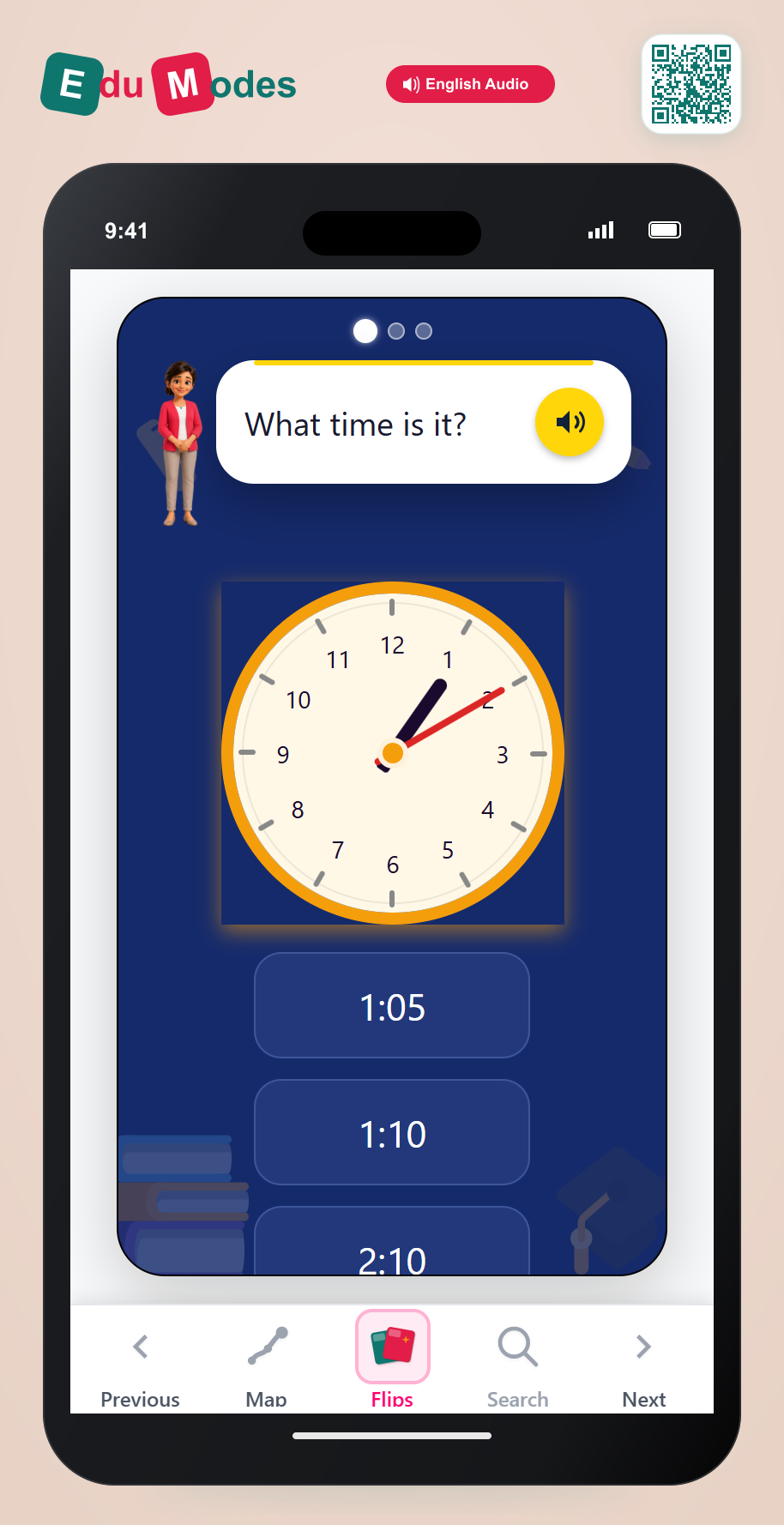 Match analogue clocks and times - Read 5-minute intervals - Interactive Learning Game Preview