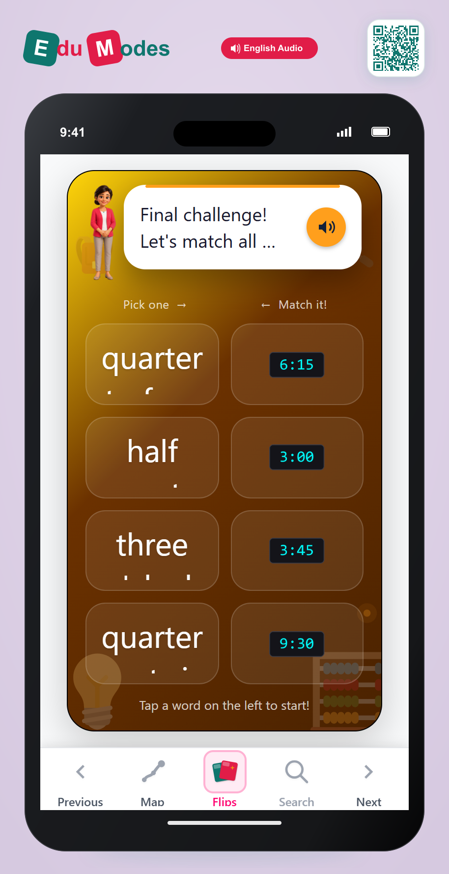 Mixed Review - Match the Clocks - Interactive Learning Game Preview