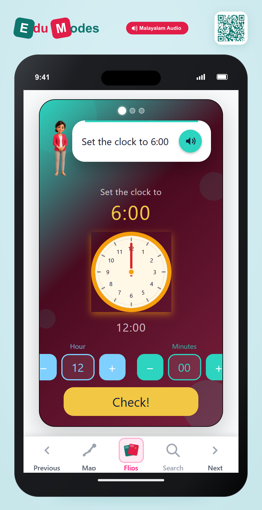 Set Clocks - Exact Hours and Half Past (Malayalam) - Interactive Learning Game Preview