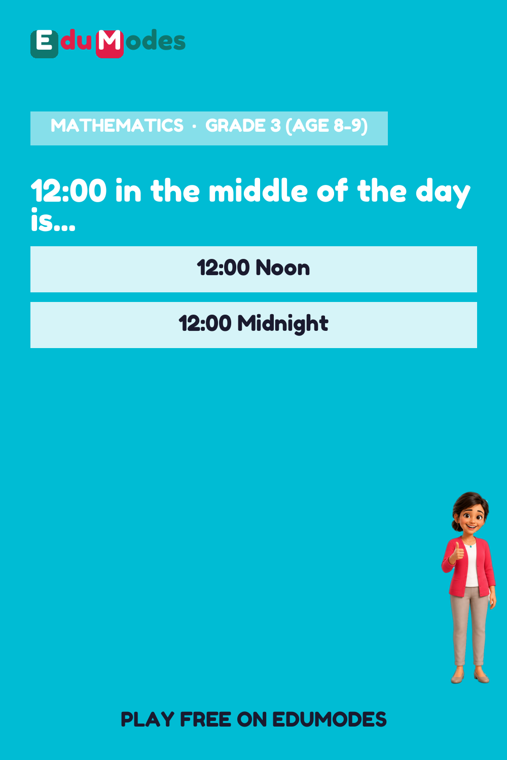 A.M. or P.M. - Noon and Midnight - Interactive Learning Game Preview
