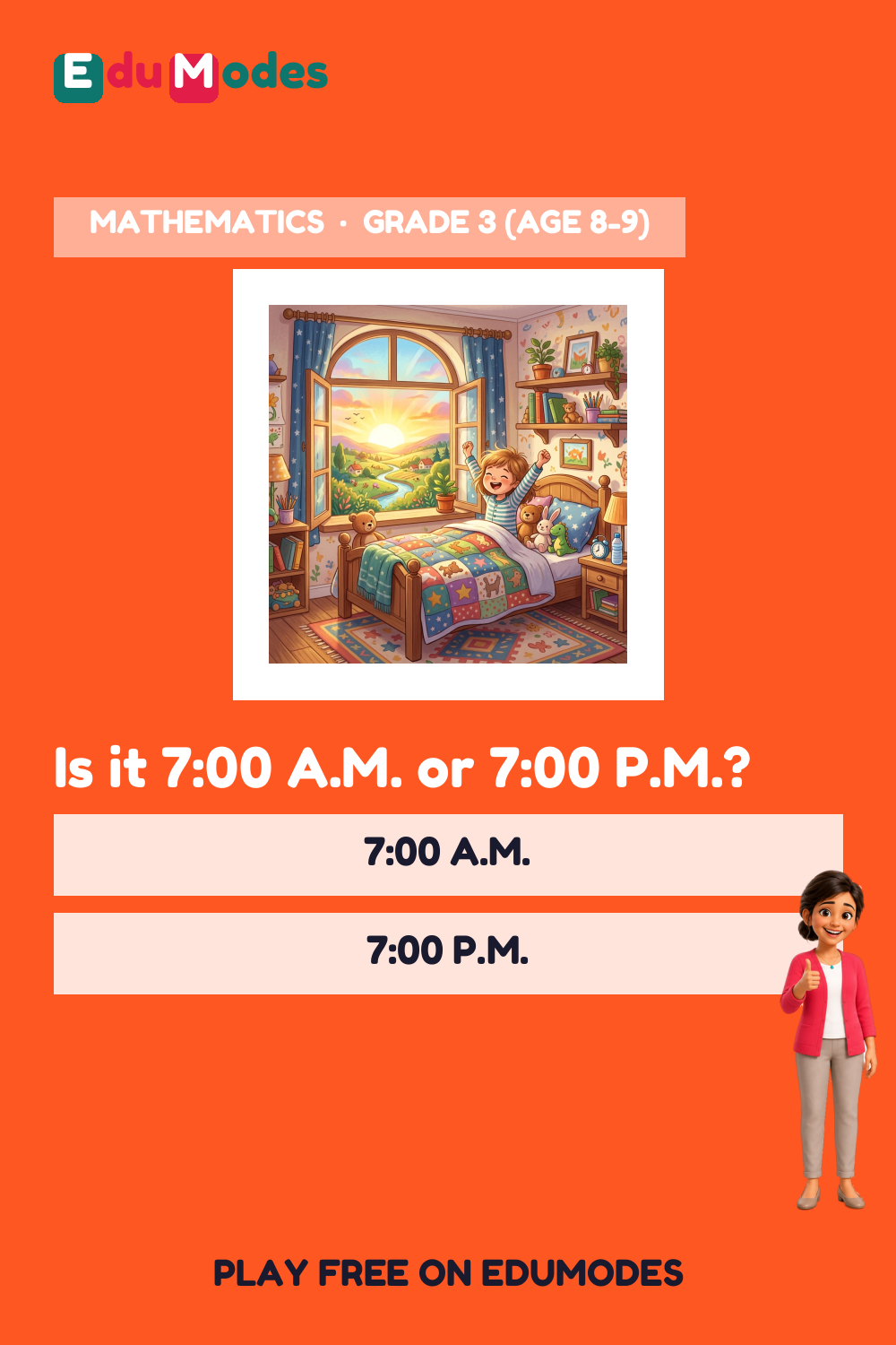 A.M. or P.M. - Morning Scene - Interactive Learning Game Preview