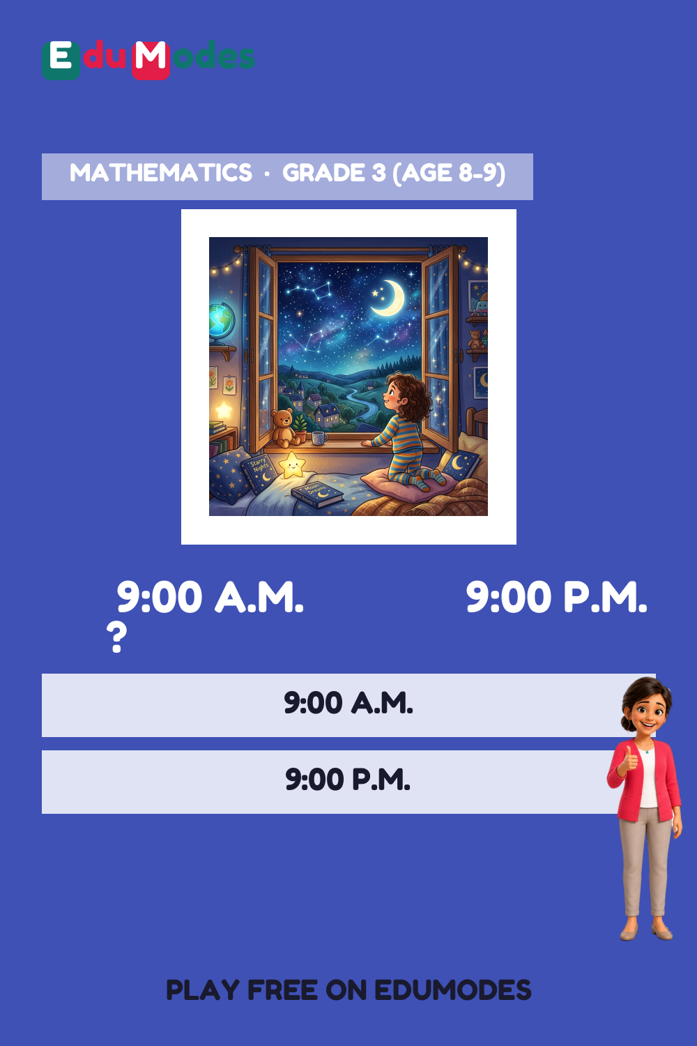 A.M. or P.M. - Night Scene (Malayalam) - Interactive Learning Game Preview