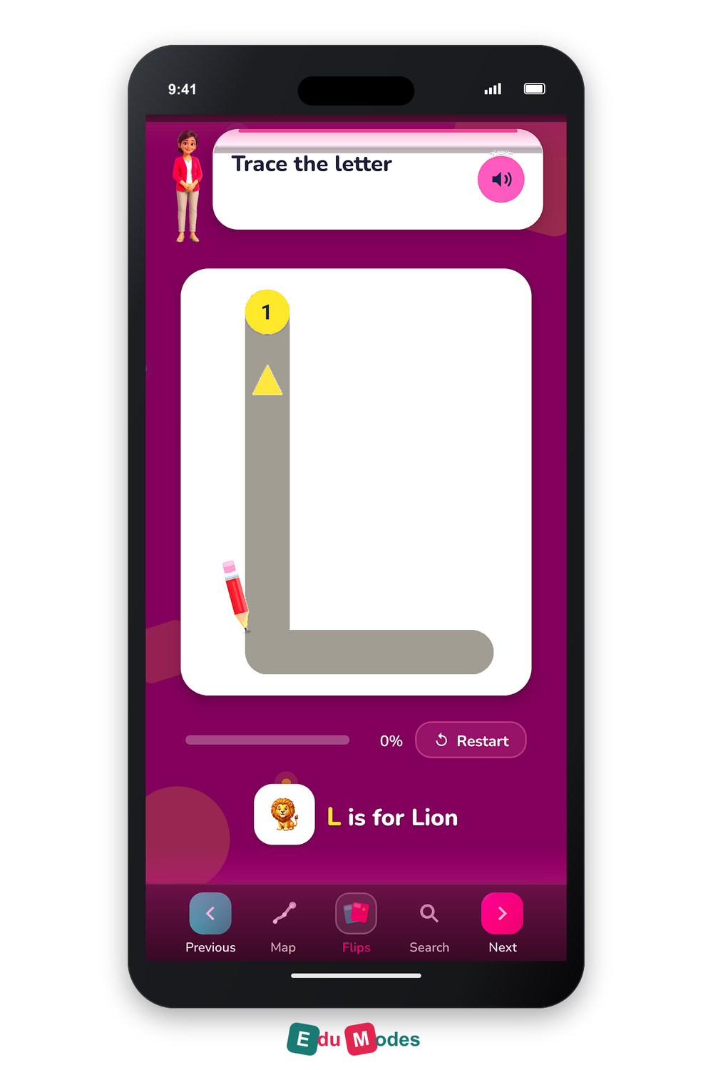 Trace the Letter L - Interactive Learning Game Preview