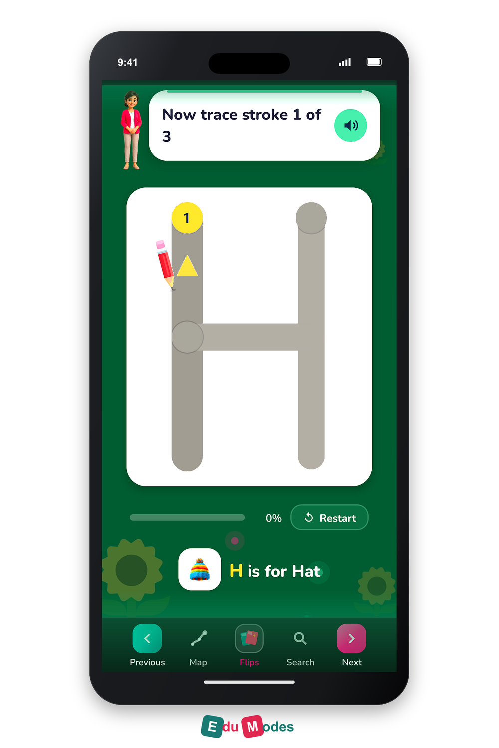Trace the Letter H - Interactive Learning Game Preview