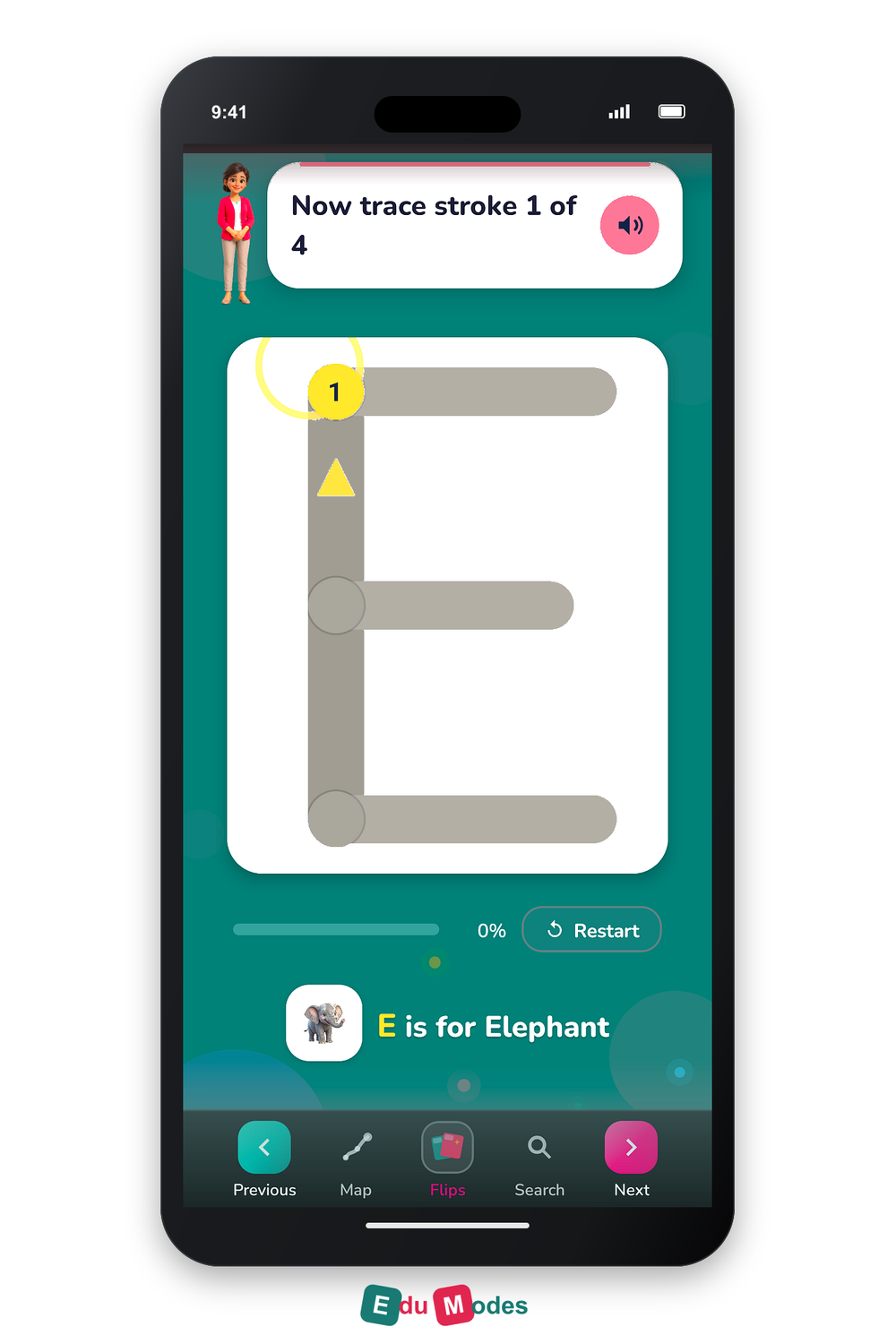 Trace the Letter E - Interactive Learning Game Preview