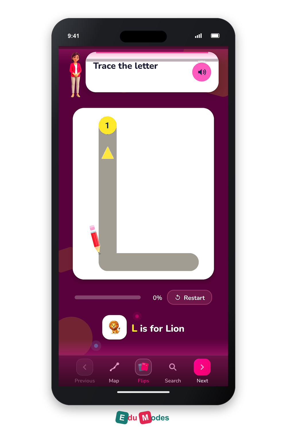 Trace the Letter L (Malayalam) - Interactive Learning Game Preview