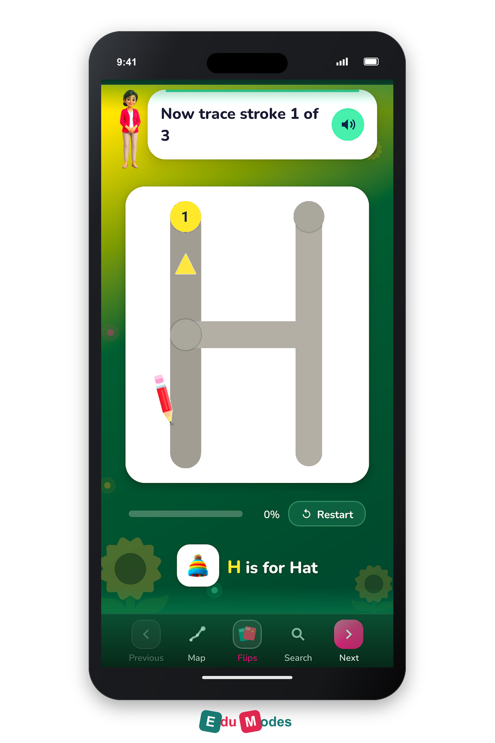 Trace the Letter H (Malayalam) - Interactive Learning Game Preview