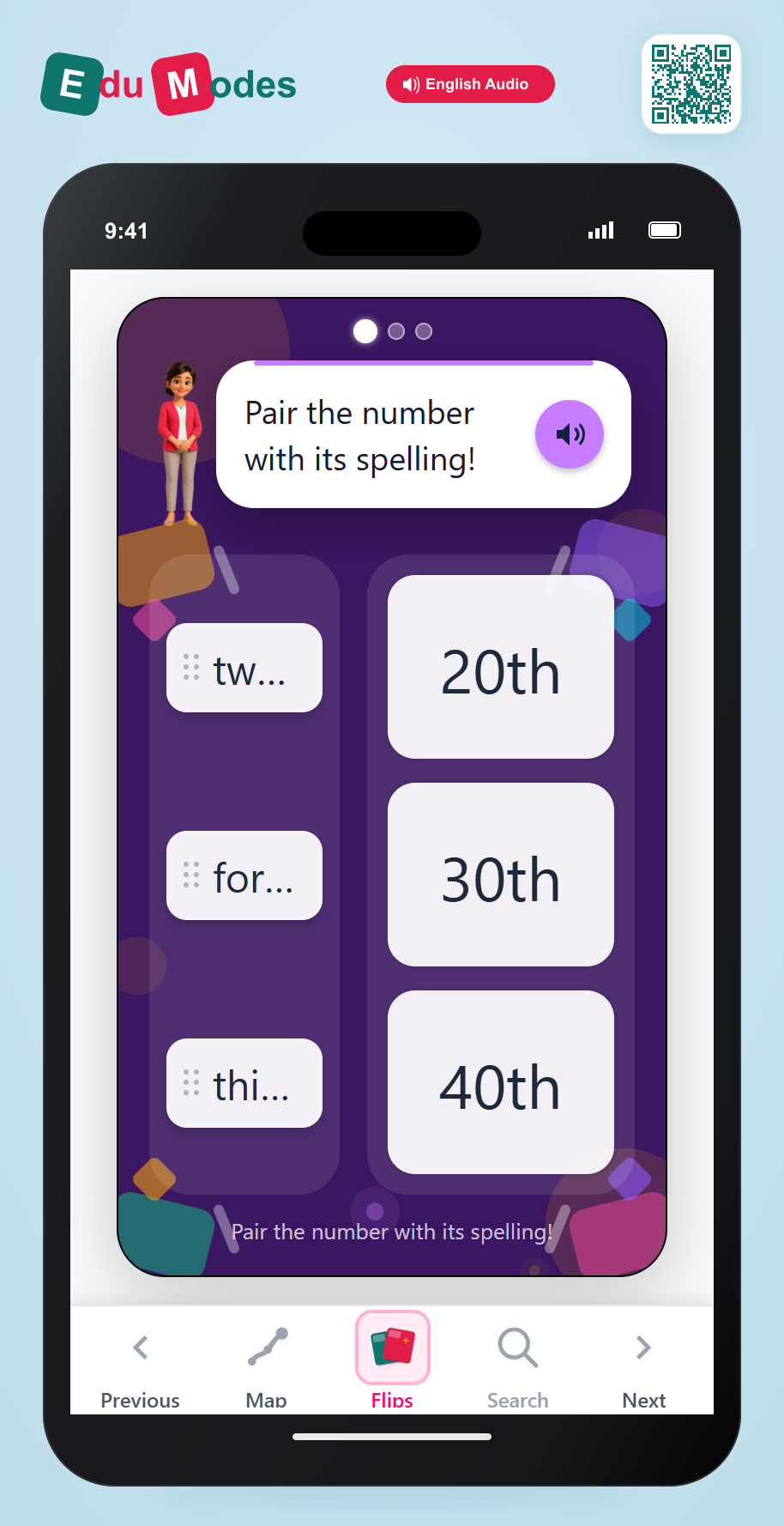 Matching Ordinals (Tens) - Interactive Learning Game Preview