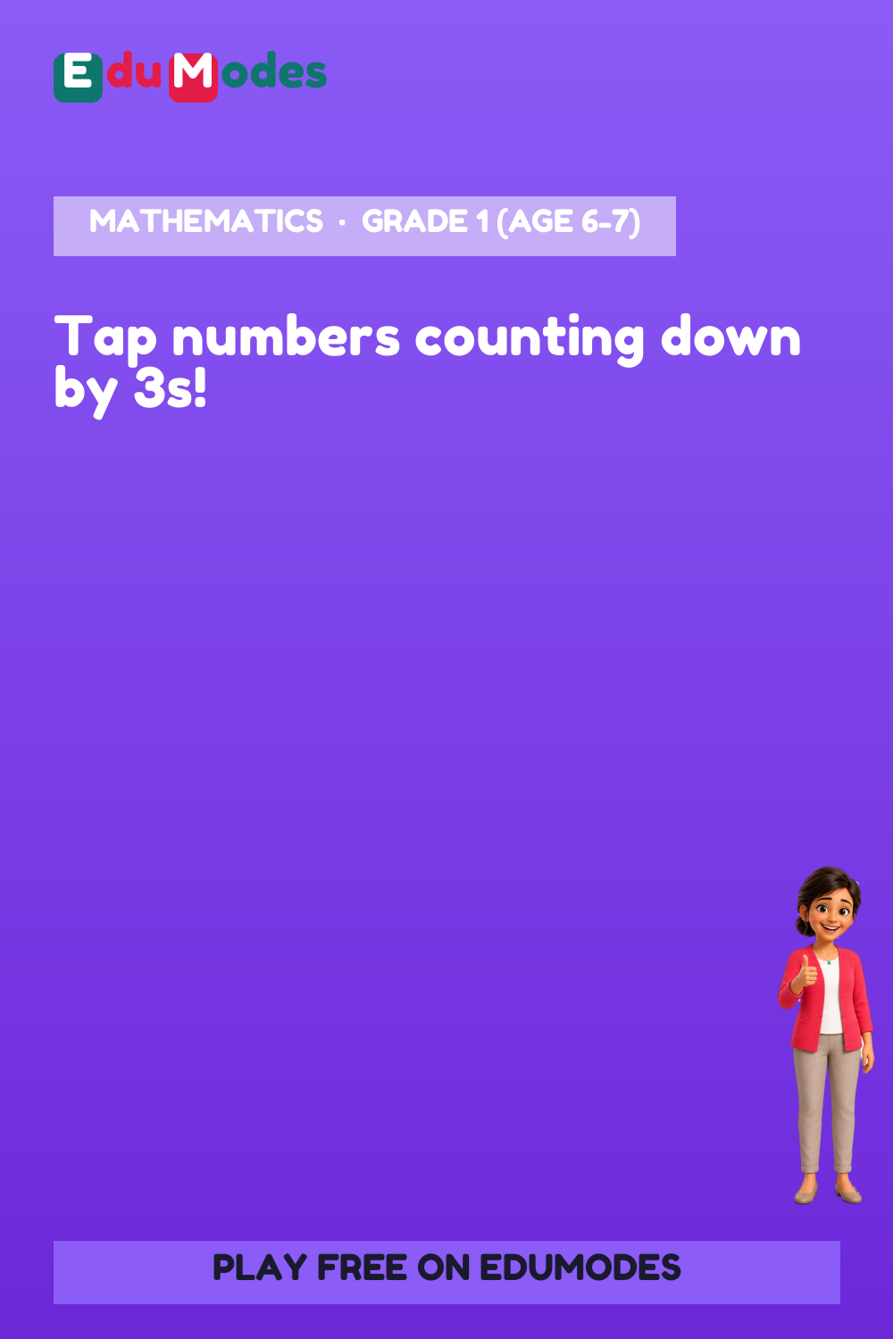 Counting Down by 3s and 5s Sequence Ordering - Interactive Learning Game Preview