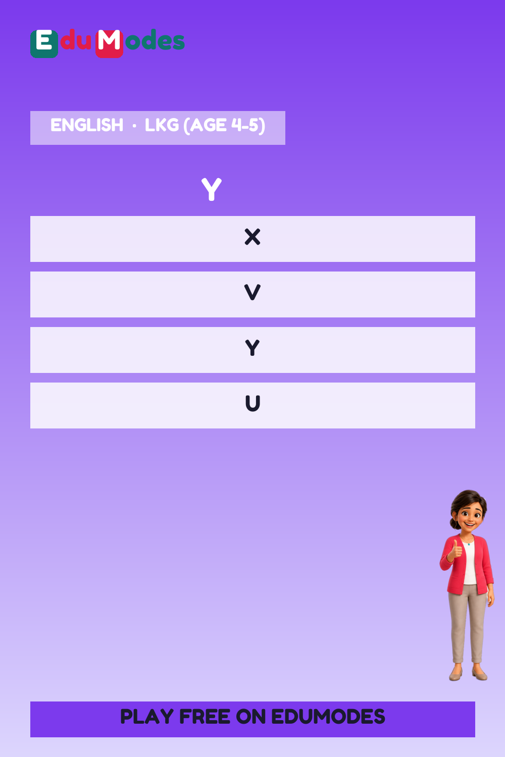 Uppercase Letters Y, Z (Malayalam) - Interactive Learning Game Preview