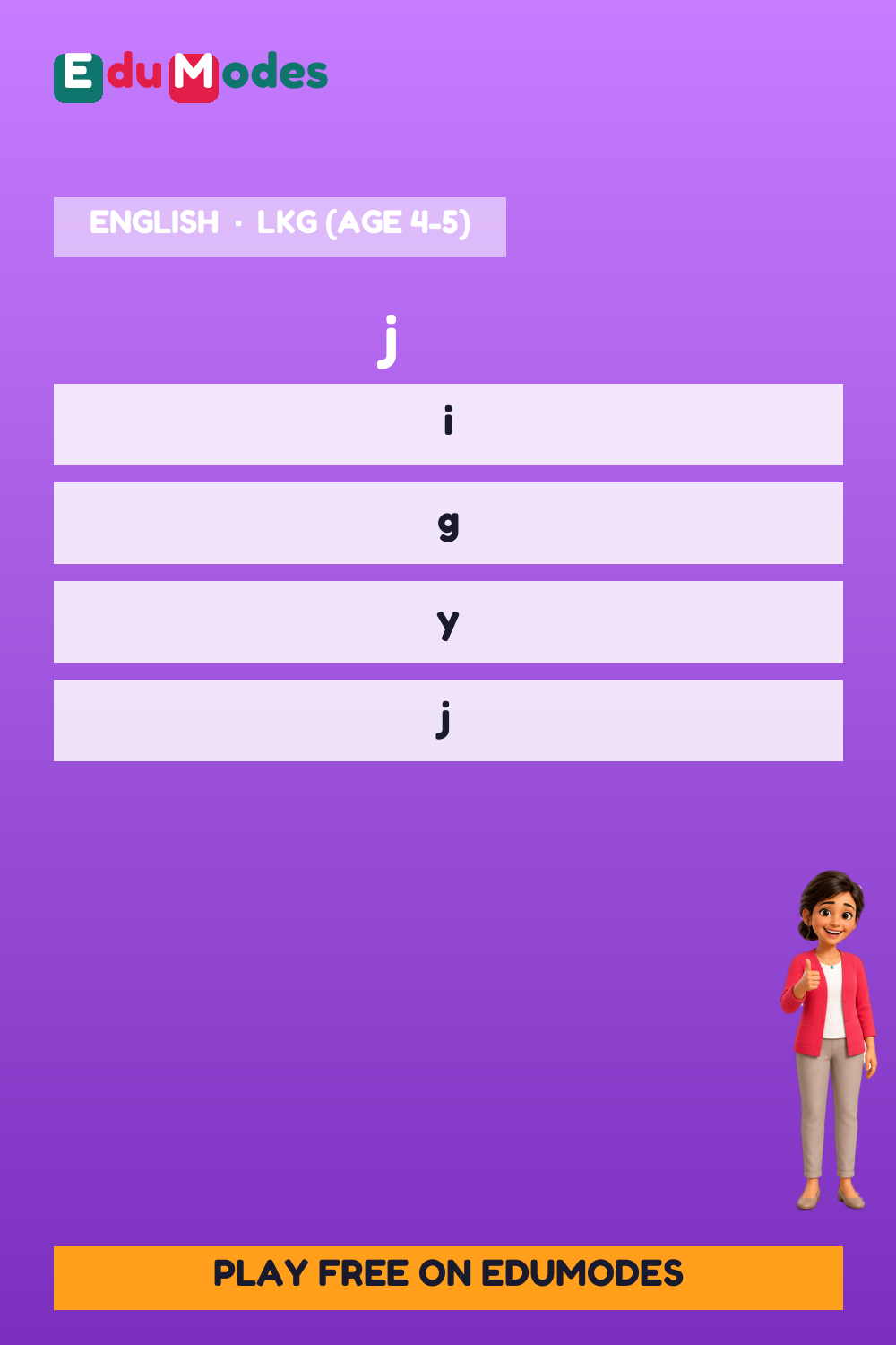 Lowercase Letters j, k, l (Malayalam) - Interactive Learning Game Preview