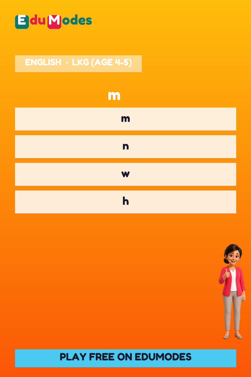 Lowercase Letters m, n, o (Malayalam) - Interactive Learning Game Preview