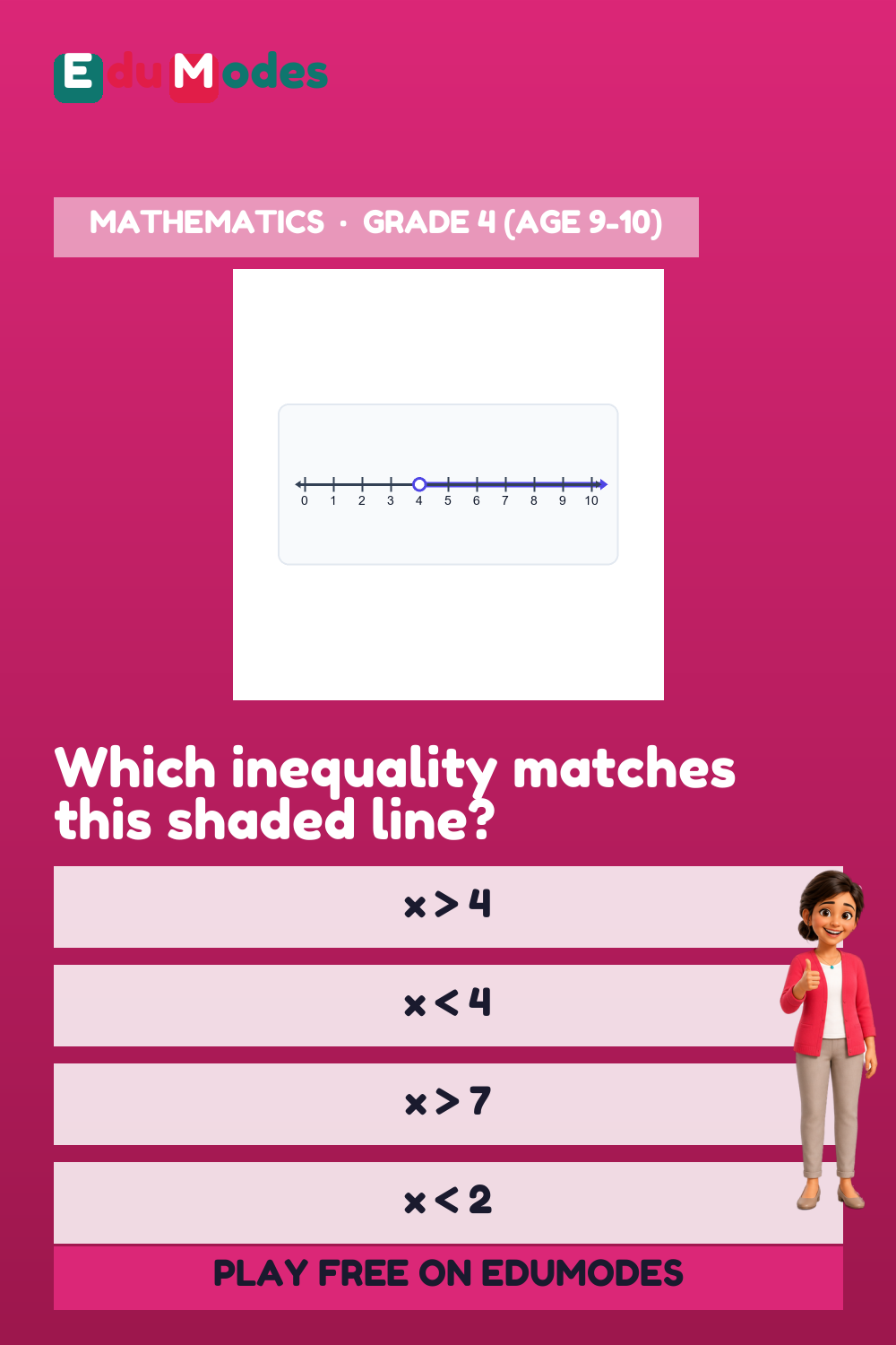 Match Number Line Graphs to Inequalities - Interactive Learning Game Preview