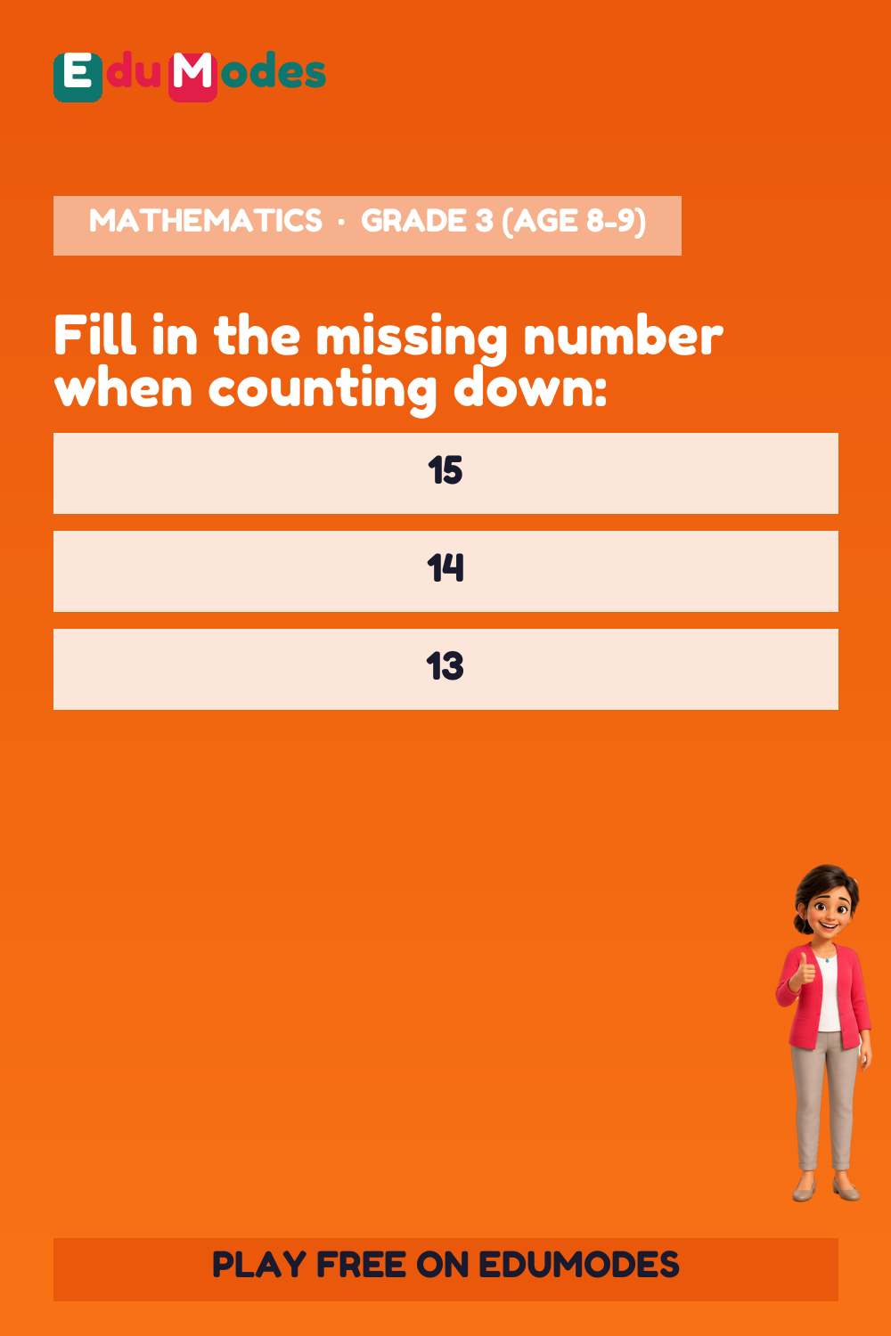 Counting Down Sequences - Decreasing - Interactive Learning Game Preview