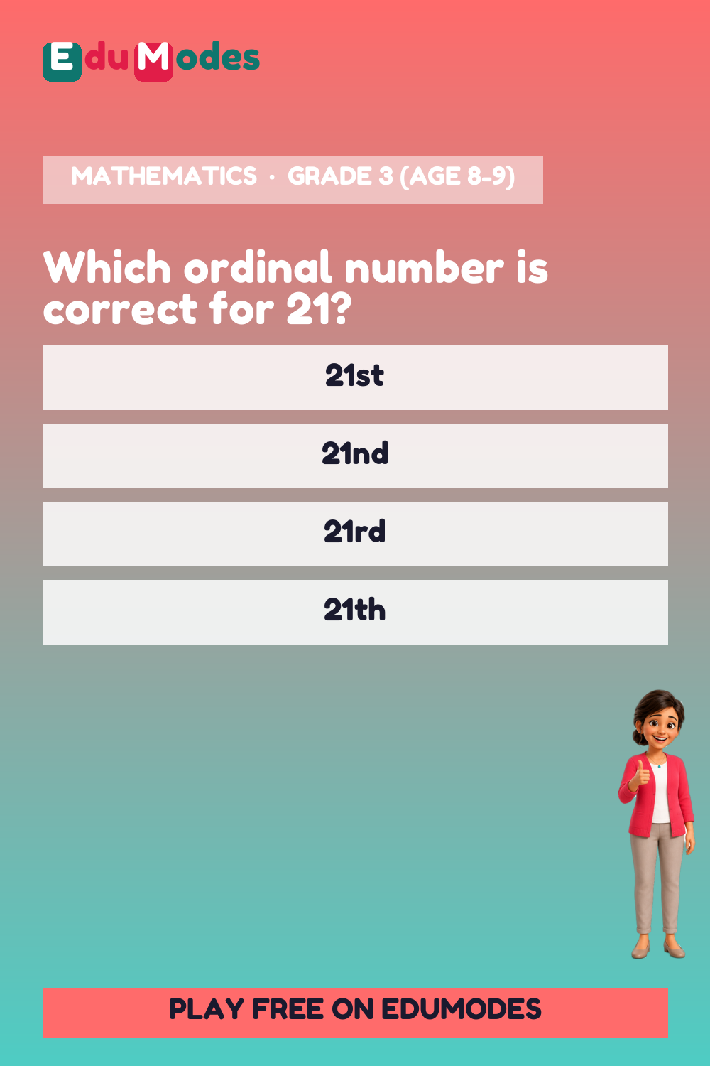 Ordinal Numbers to 100th - Suffix Rules (Malayalam) - Interactive Learning Game Preview