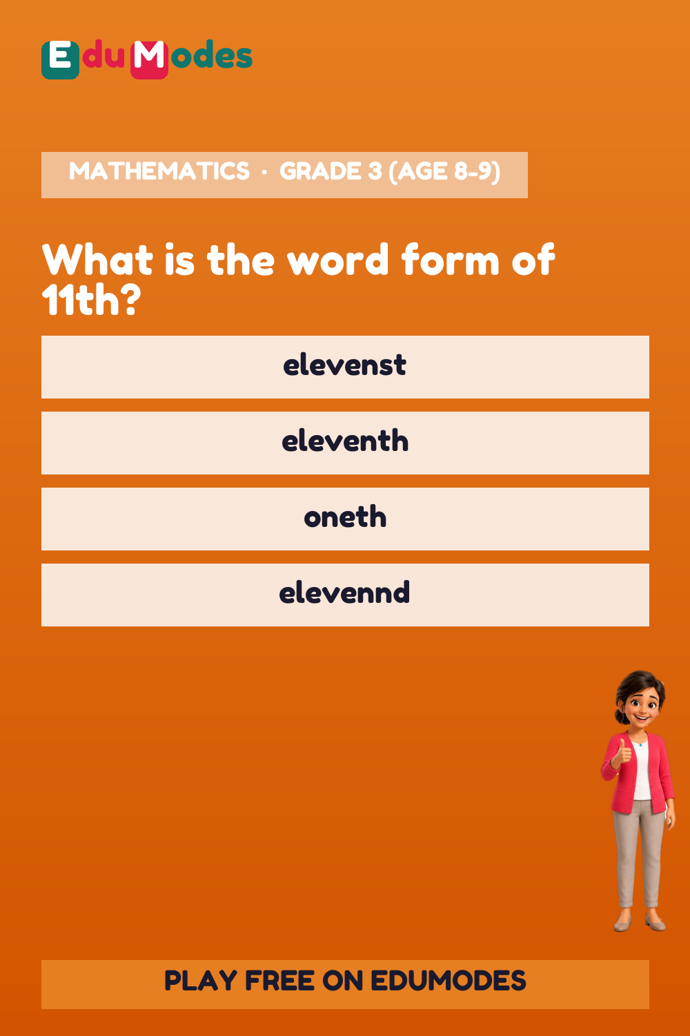 Ordinal Numbers to 100th - Word Forms & Exceptions - Interactive Learning Game Preview
