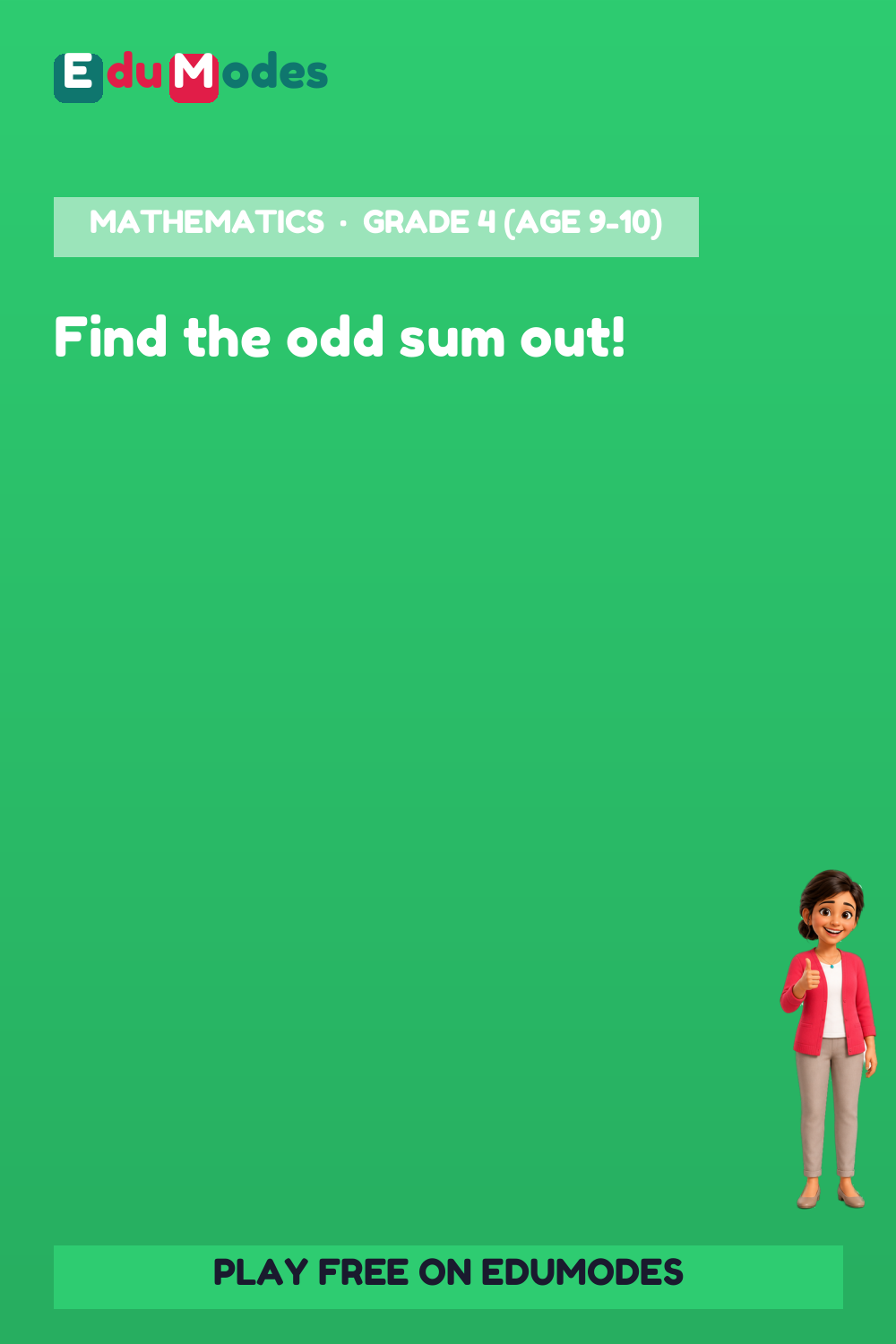 Addition Parity - Odd One Out - Interactive Learning Game Preview