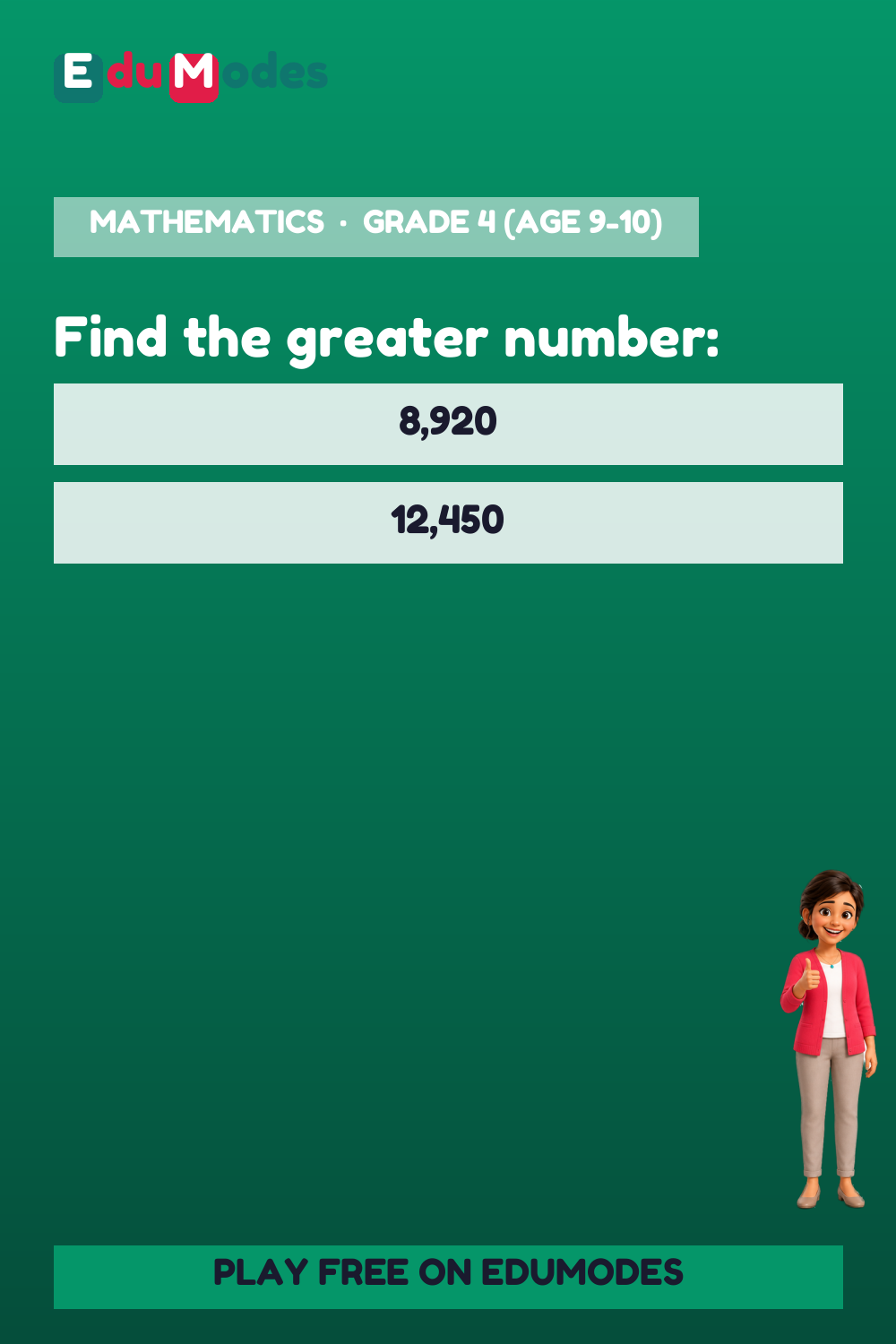 Compare 4-Digit and 5-Digit Numbers - Interactive Learning Game Preview